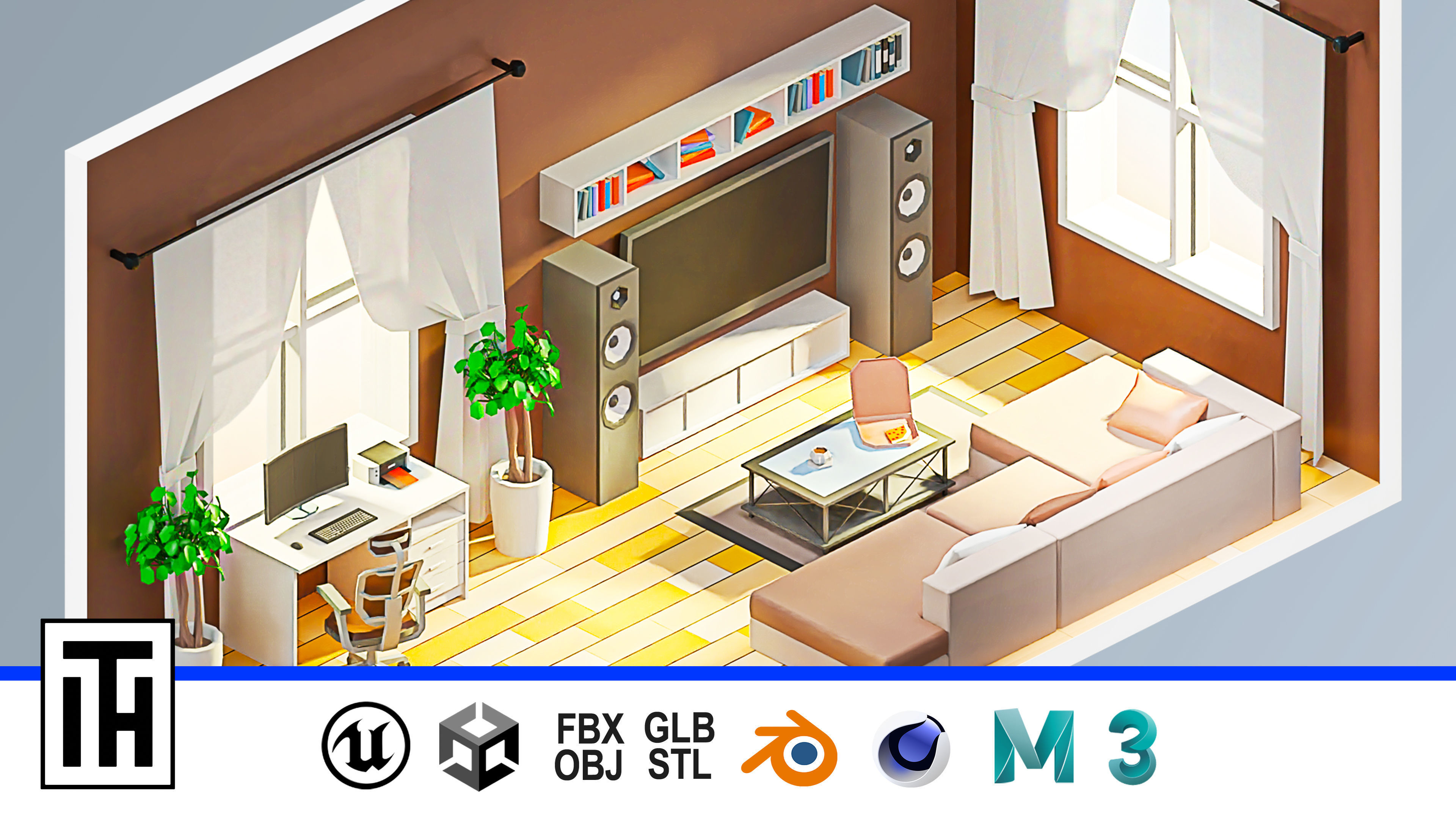 Room 14 Low-poly 3D model_1