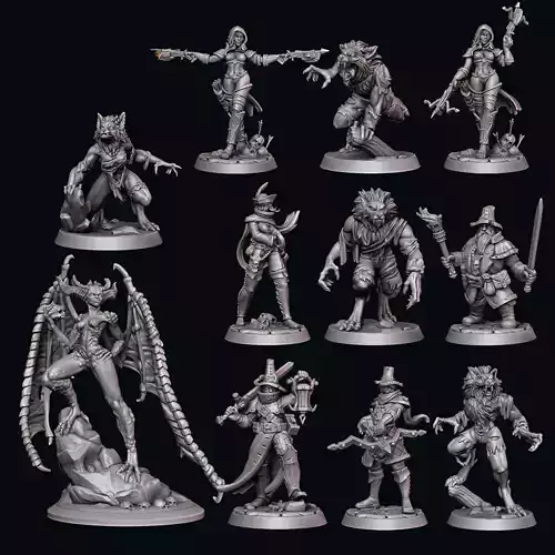 Werewolf and Hunters Bundle Stl Print