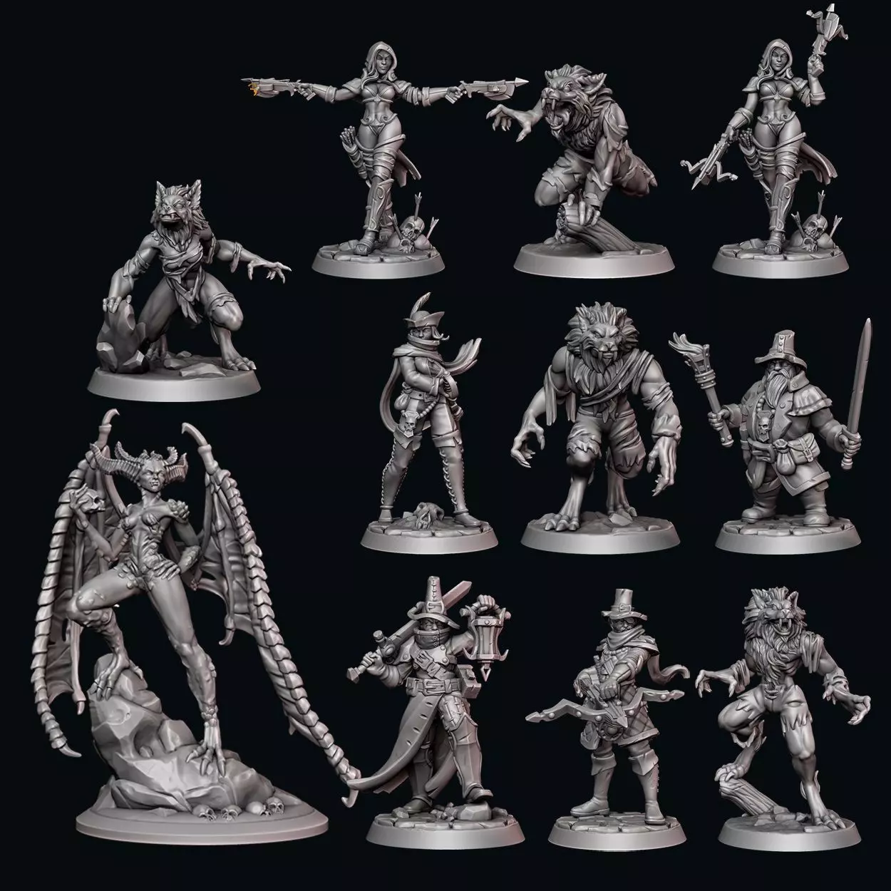 Werewolf and Hunters Bundle Stl Print 3D print model