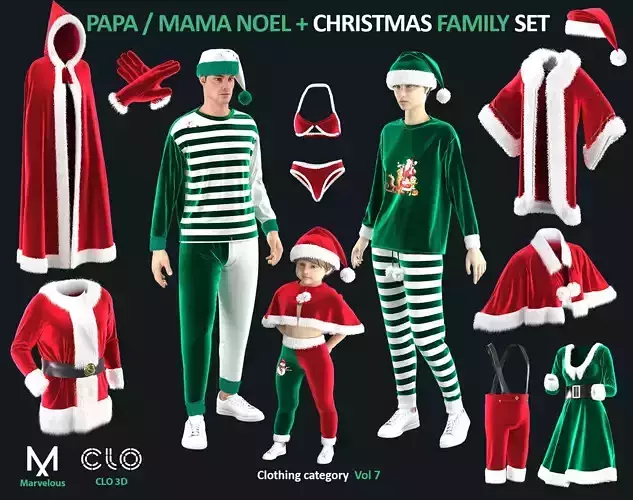 PAPA  MAMA NOEL CLOTHES FAMILY CHRISTMAS OUTFITS