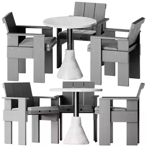 Big Foot Table 70 by Sedex and Crate Chair Upholstered by Hay