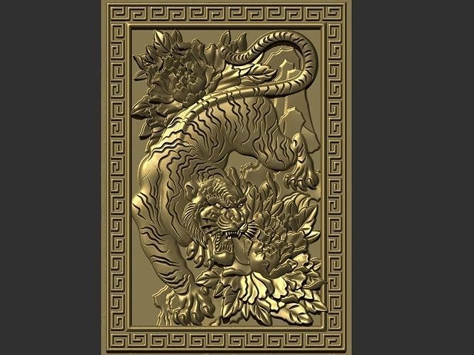tiger carving 3D print model