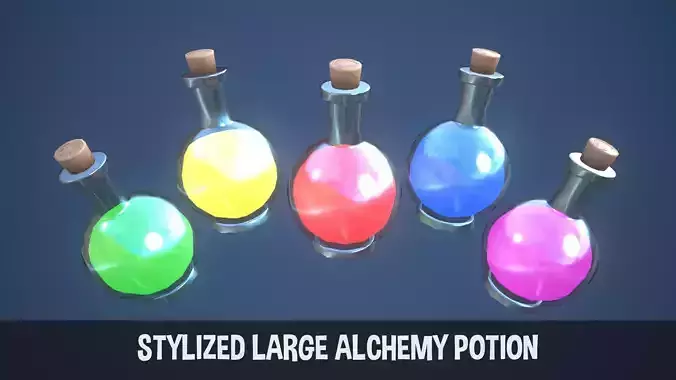 Stylized Large Alchemy Potion Low-poly 3D model