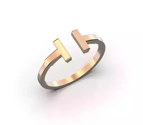 T ring in rose gold