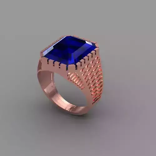 Beautiful emerald  cut  gents ring jewelry 3D print model