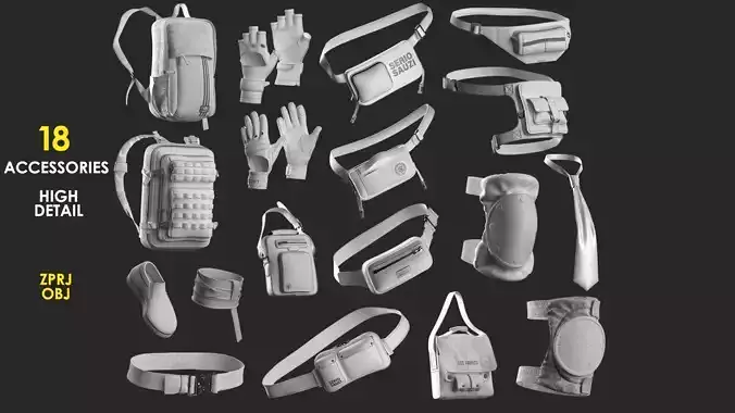 18 Basic Accessories Pack - Marvelous - CLO Project file 3D model