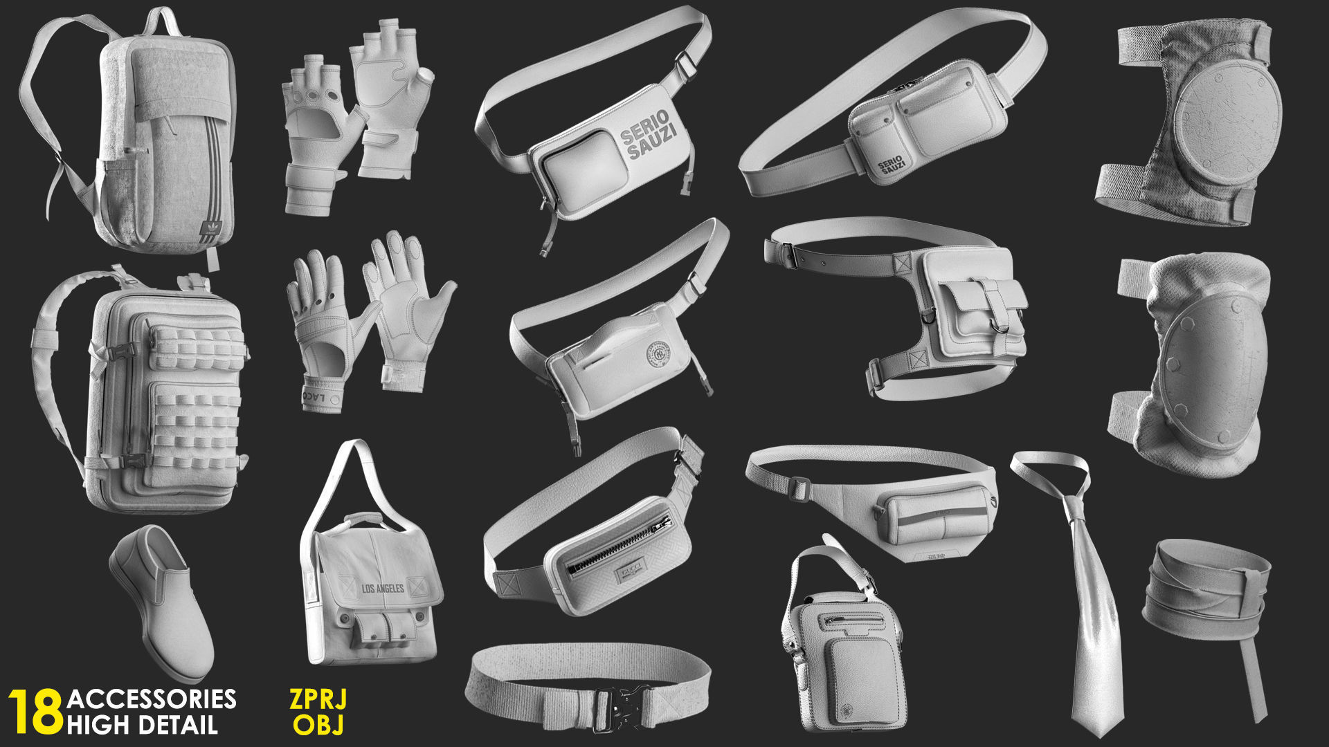 18 Basic Accessories Pack - Marvelous - CLO Project file 3D model_1