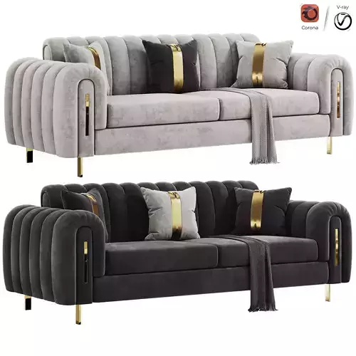  FH 3002 Brass Line Sofa Set