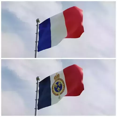 Animated France Flags  3D model