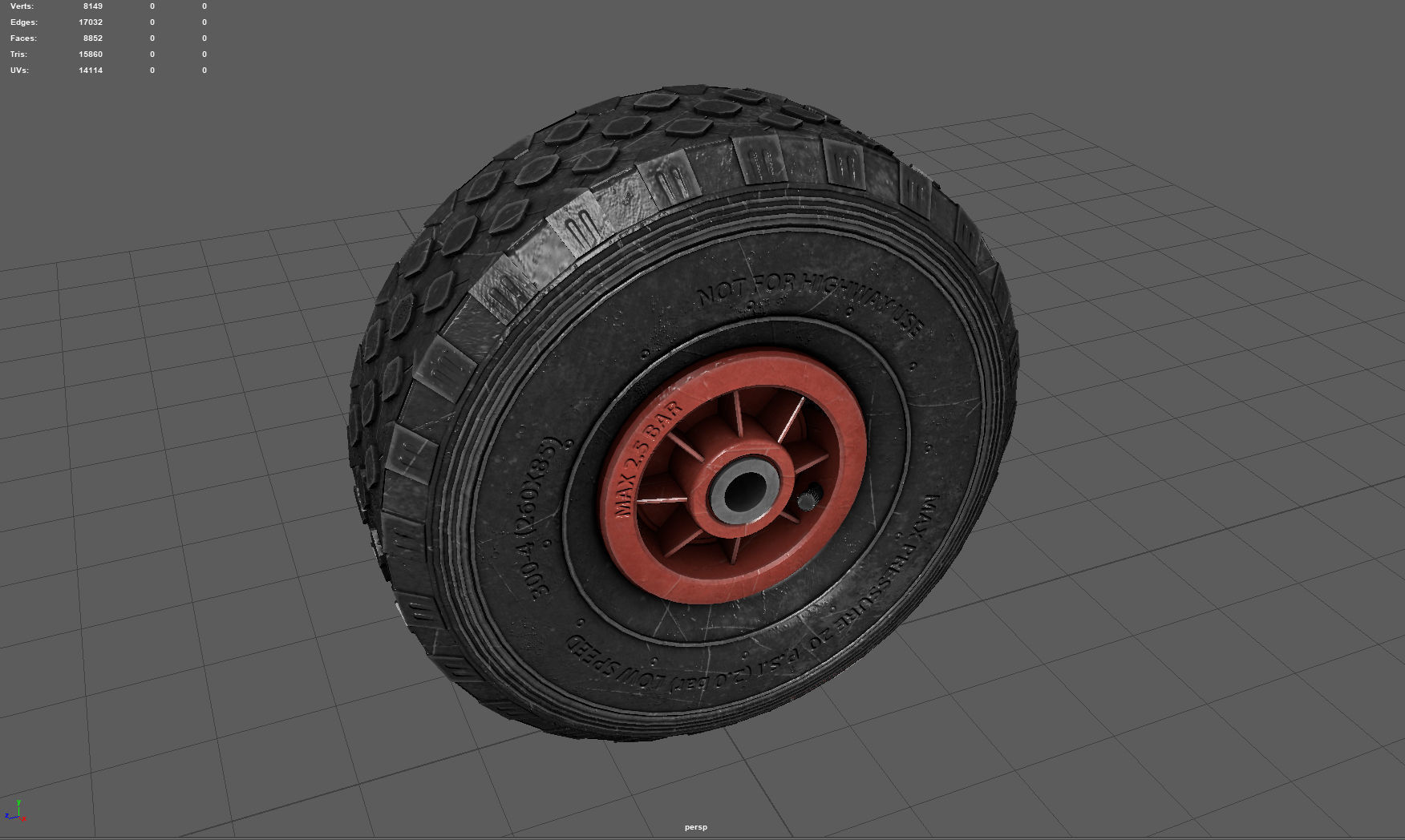 WHEELBARROW WHEEL Low-poly 3D model_6