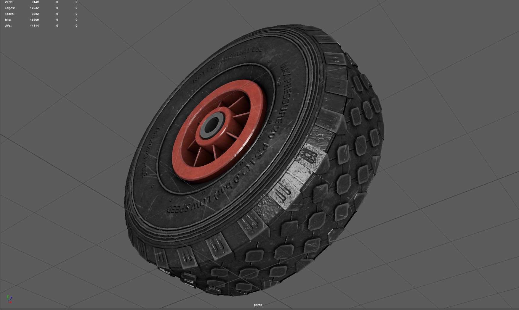 WHEELBARROW WHEEL Low-poly 3D model_14
