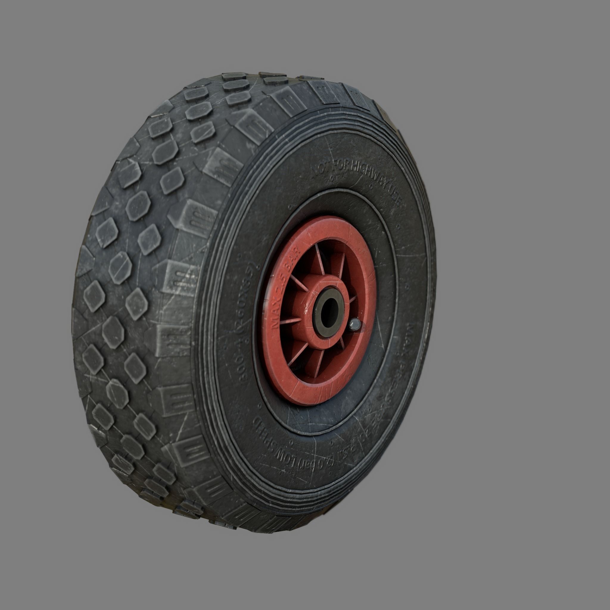 WHEELBARROW WHEEL Low-poly 3D model_2