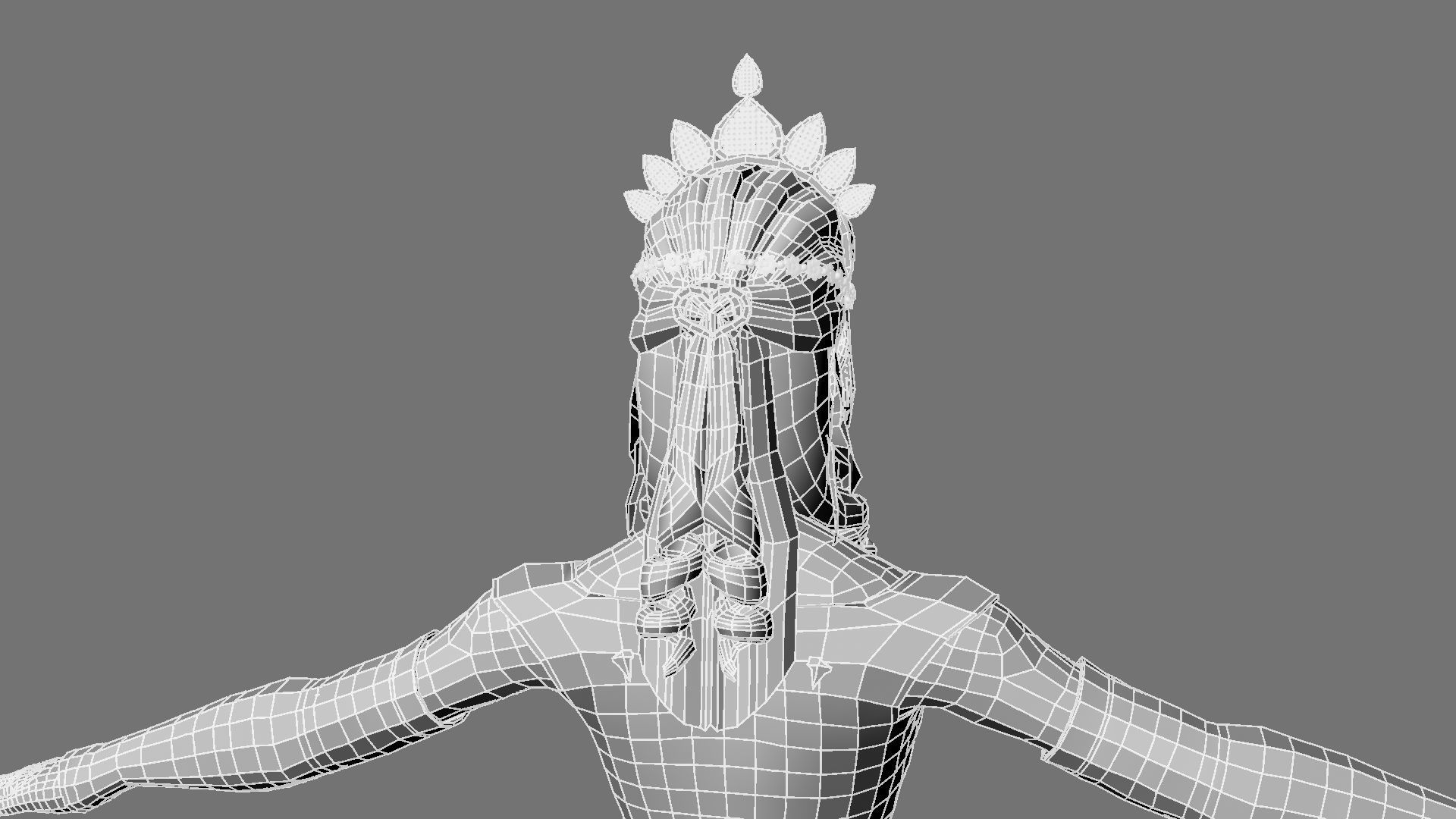 Queen woman in golden dress 3D model_30