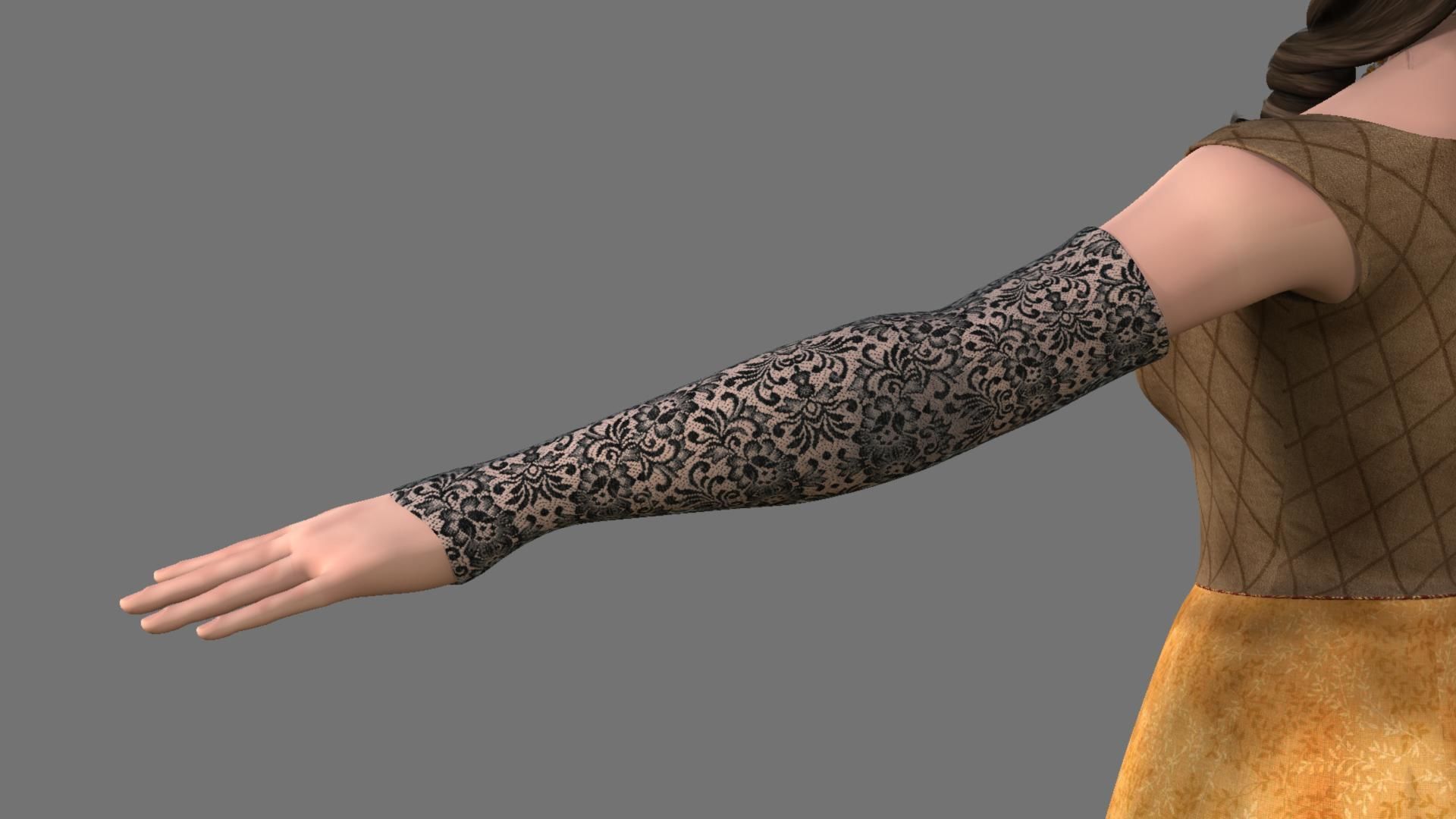 Queen woman in golden dress 3D model_21