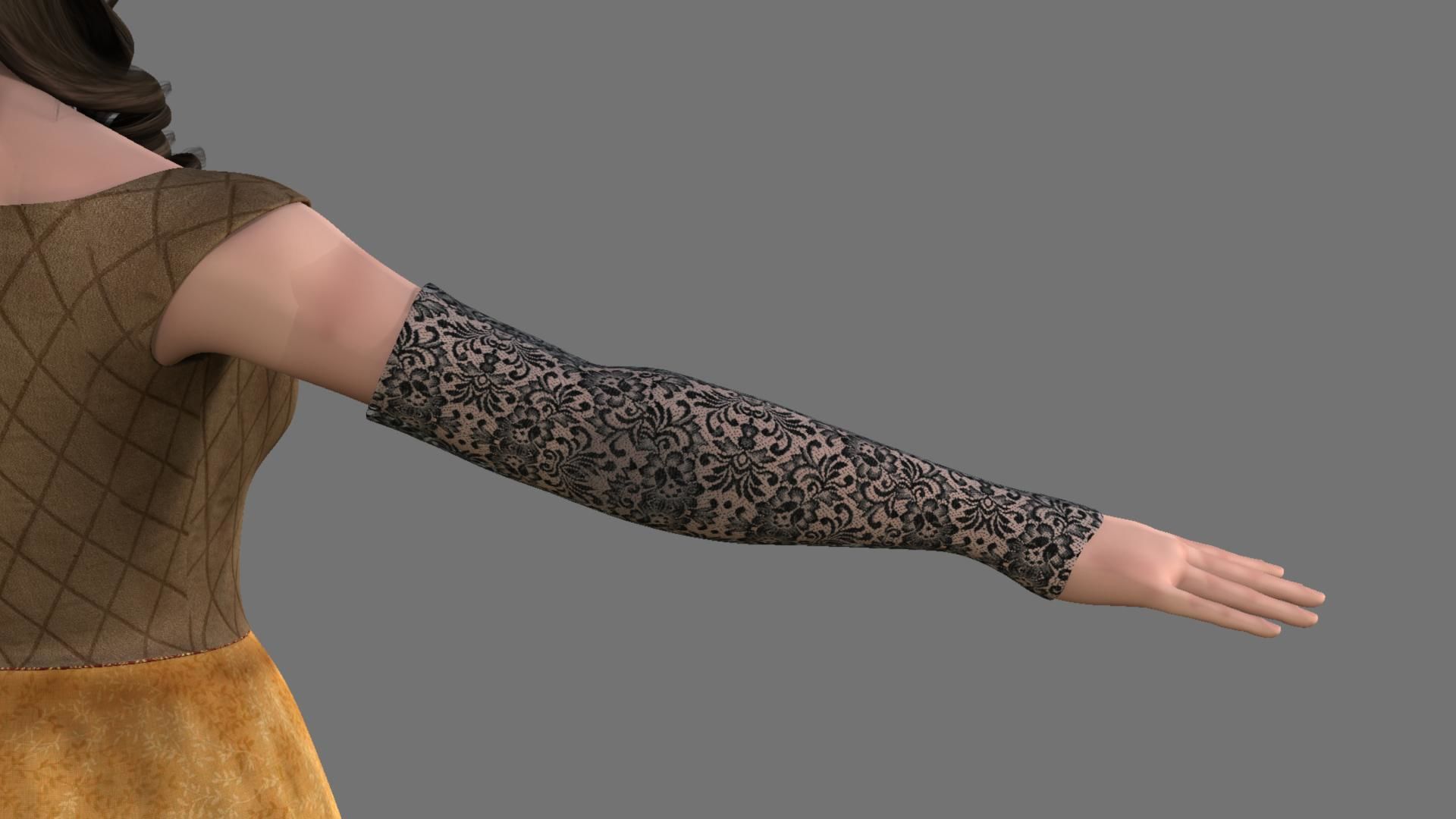 Queen woman in golden dress 3D model_20