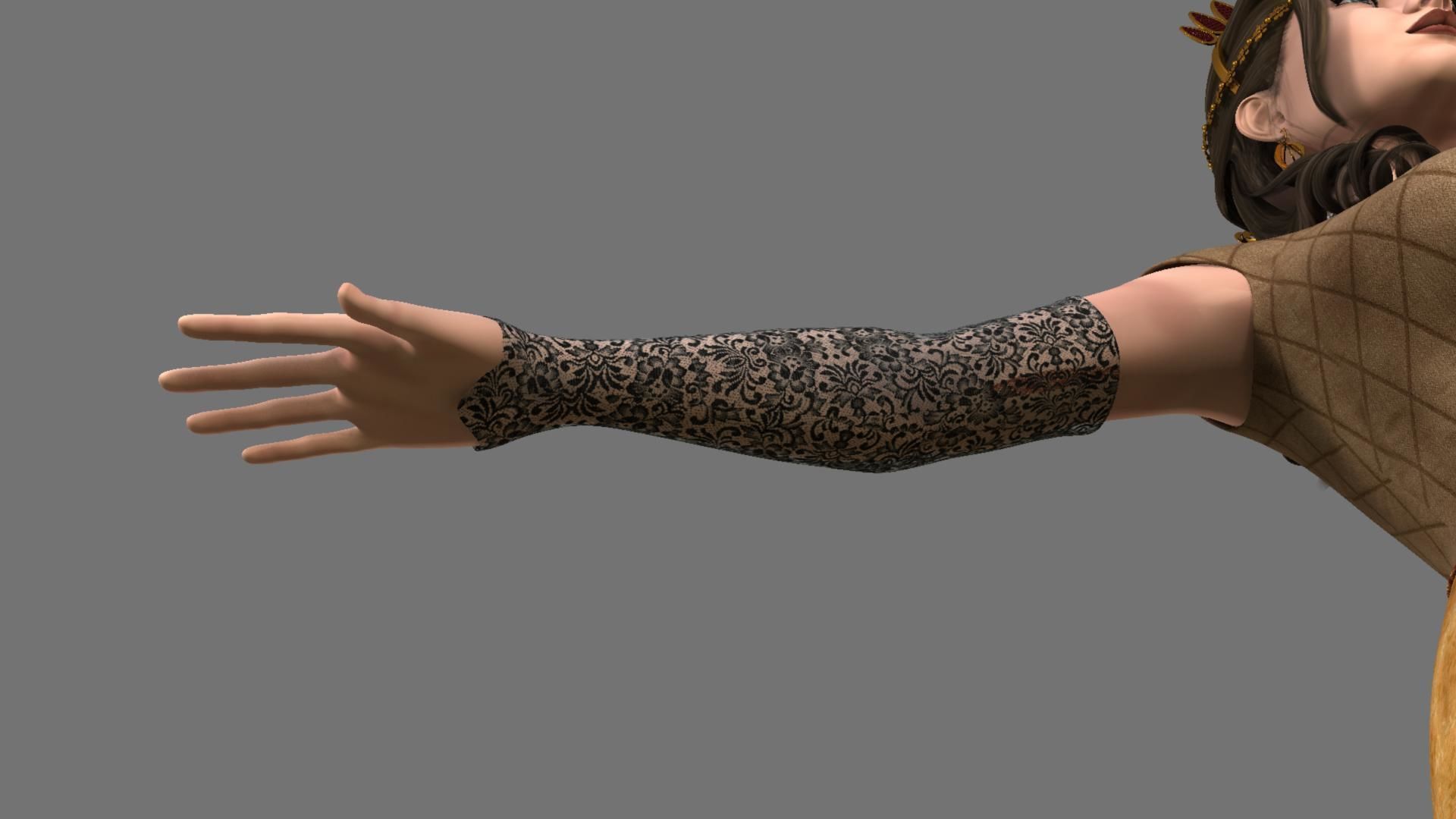 Queen woman in golden dress 3D model_18