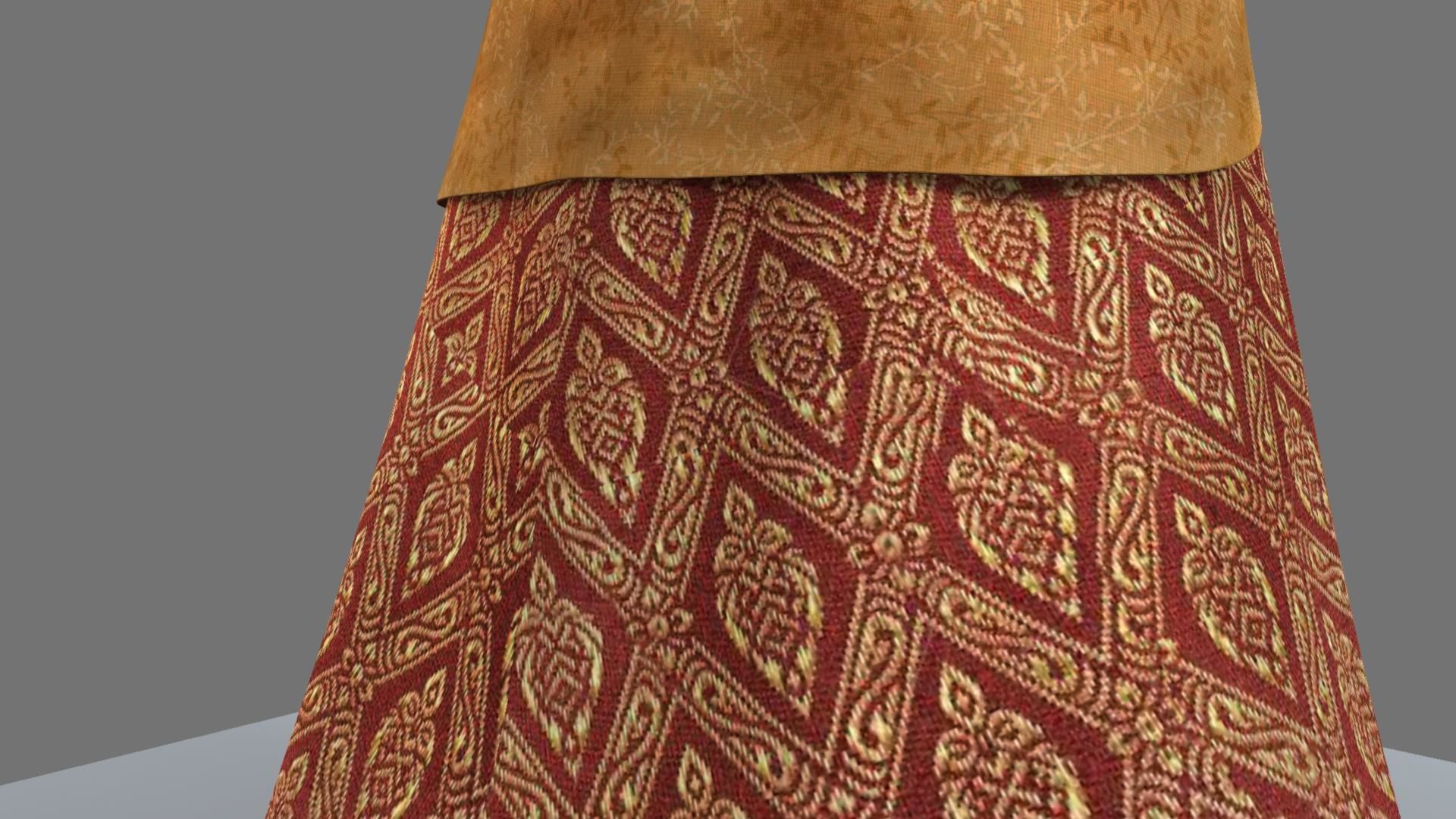 Queen woman in golden dress 3D model_5