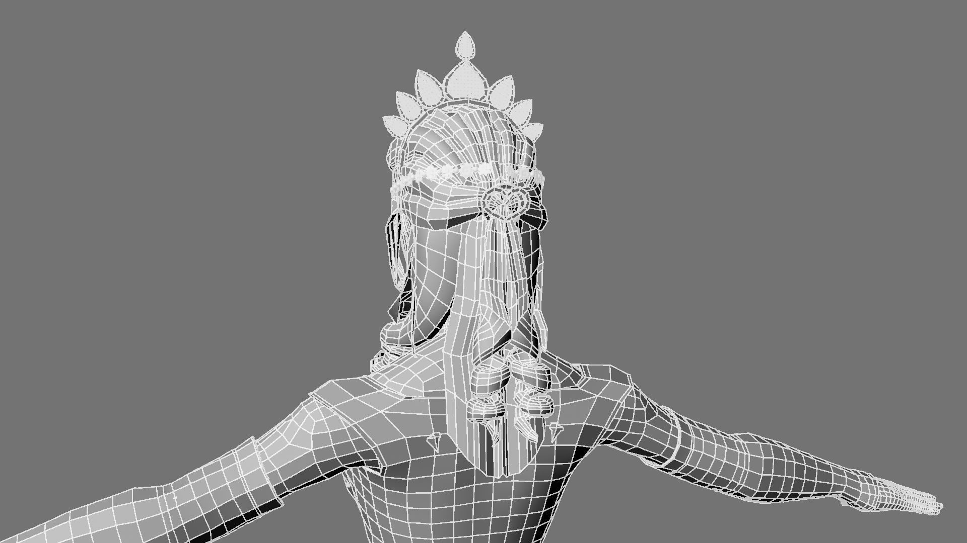 Queen woman in golden dress 3D model_29