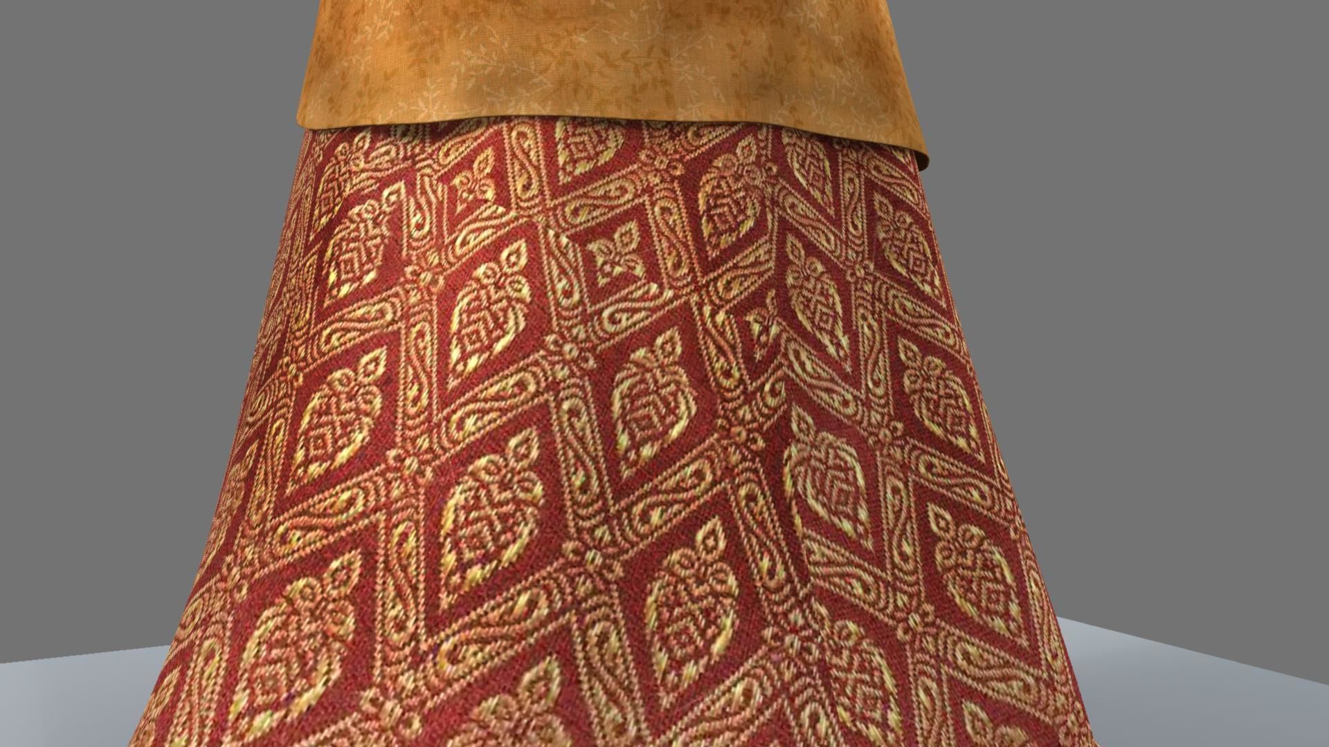 Queen woman in golden dress 3D model_6