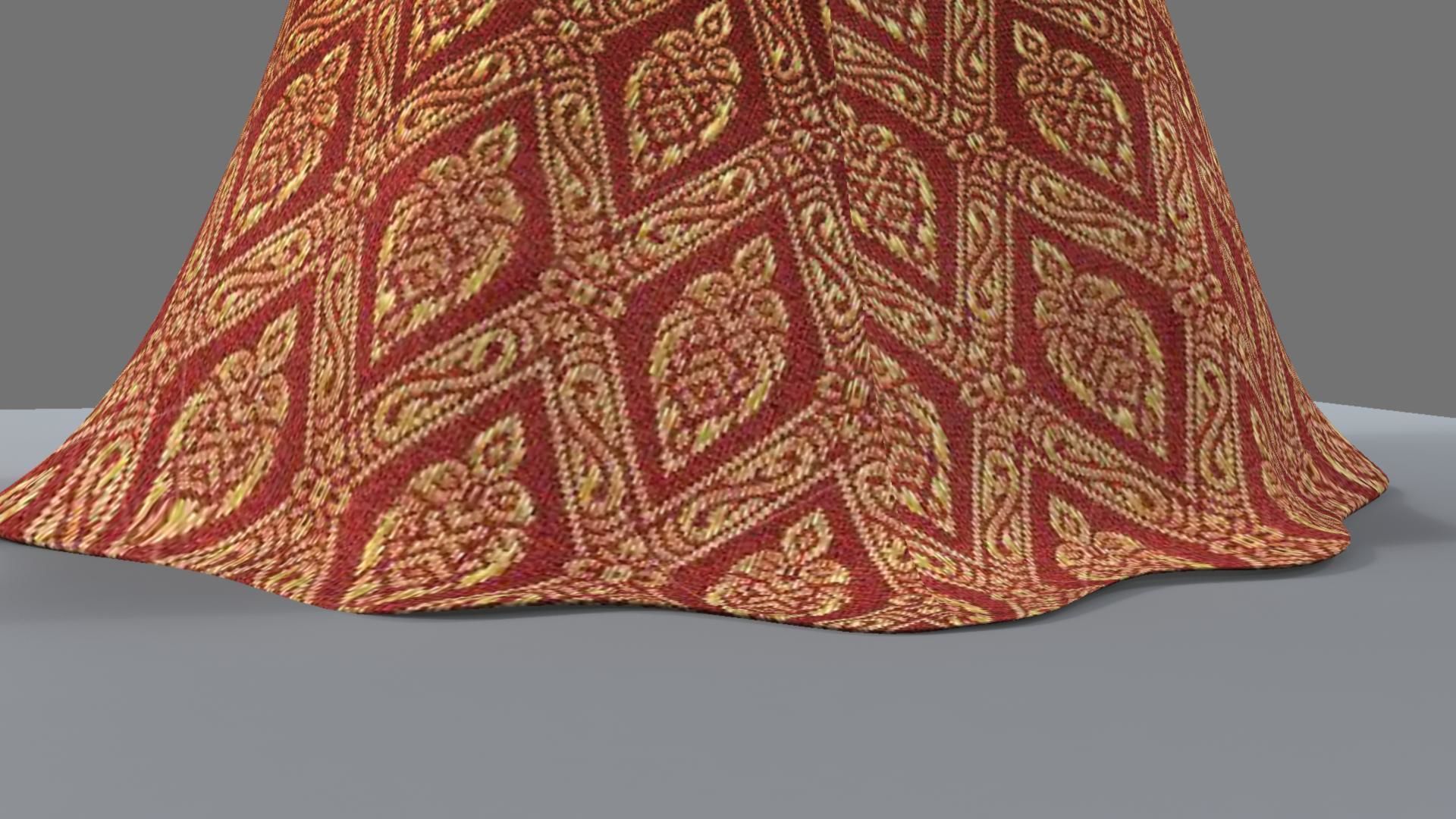 Queen woman in golden dress 3D model_13