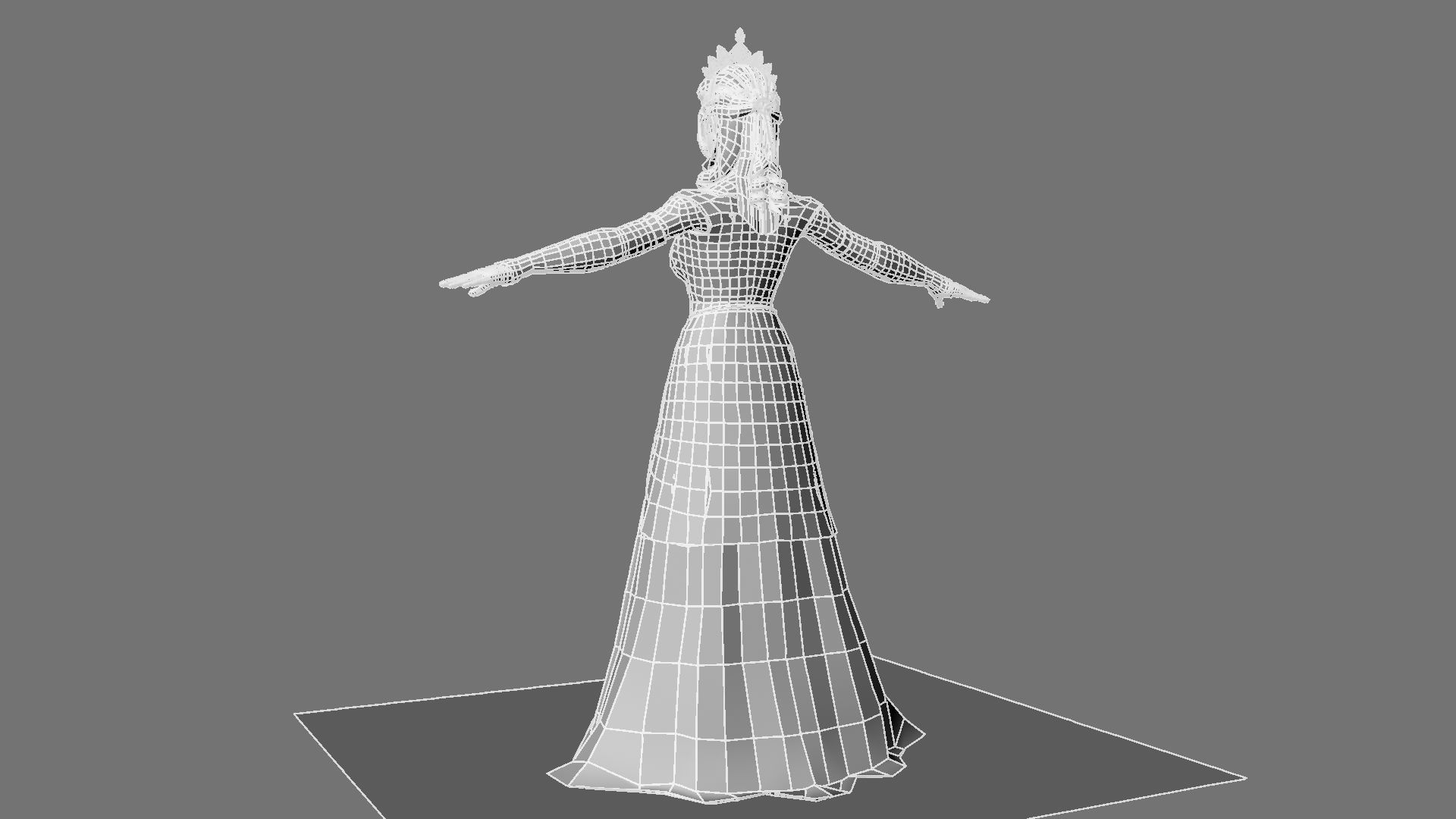 Queen woman in golden dress 3D model_25