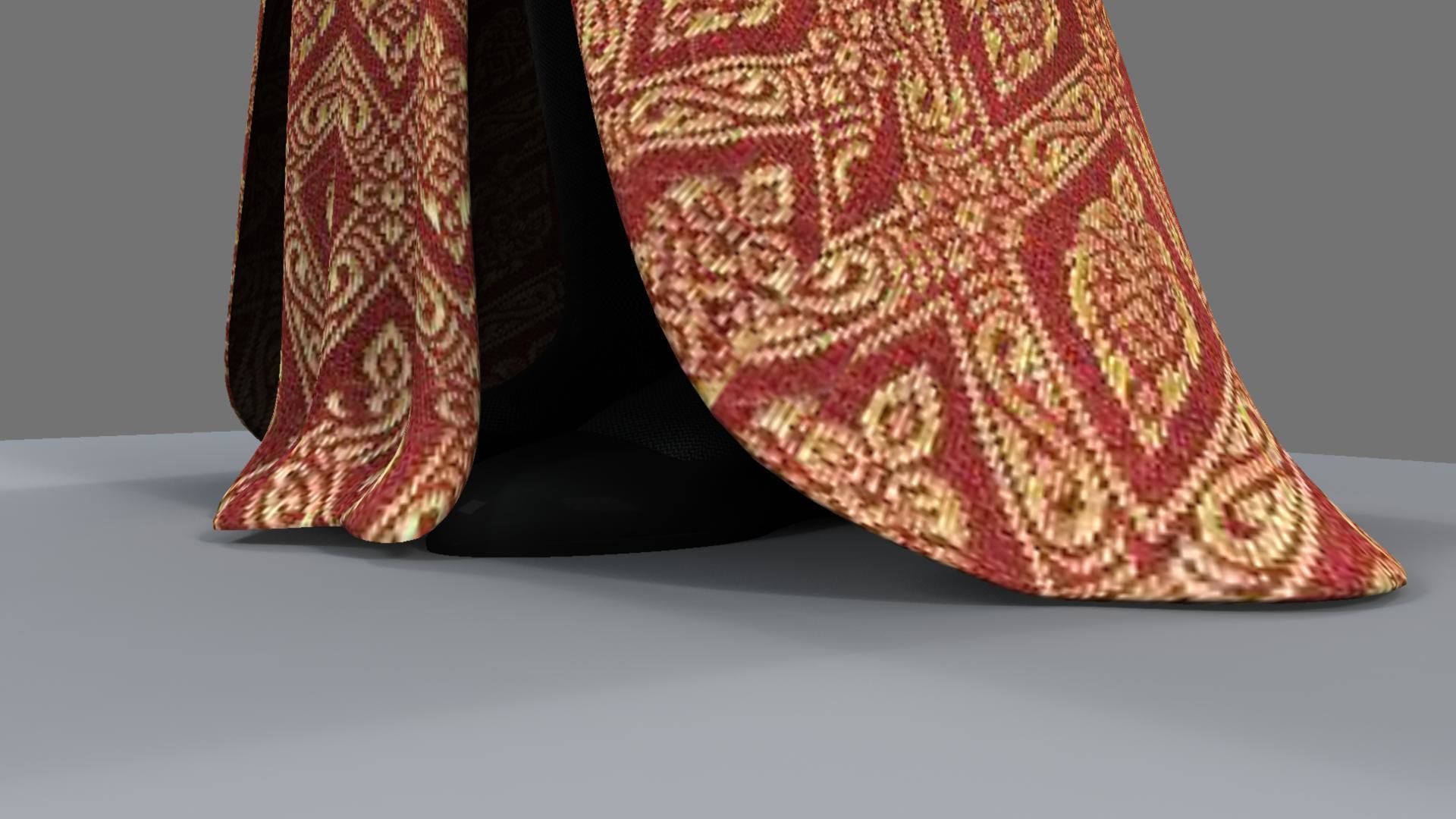 Queen woman in golden dress 3D model_15