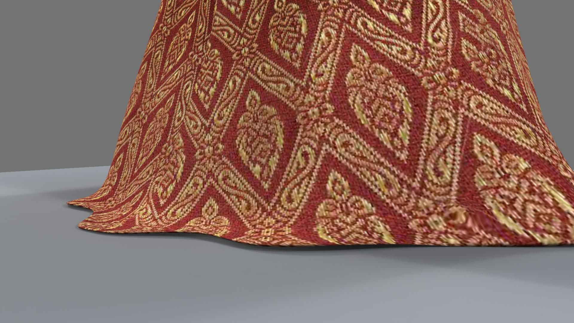 Queen woman in golden dress 3D model_11