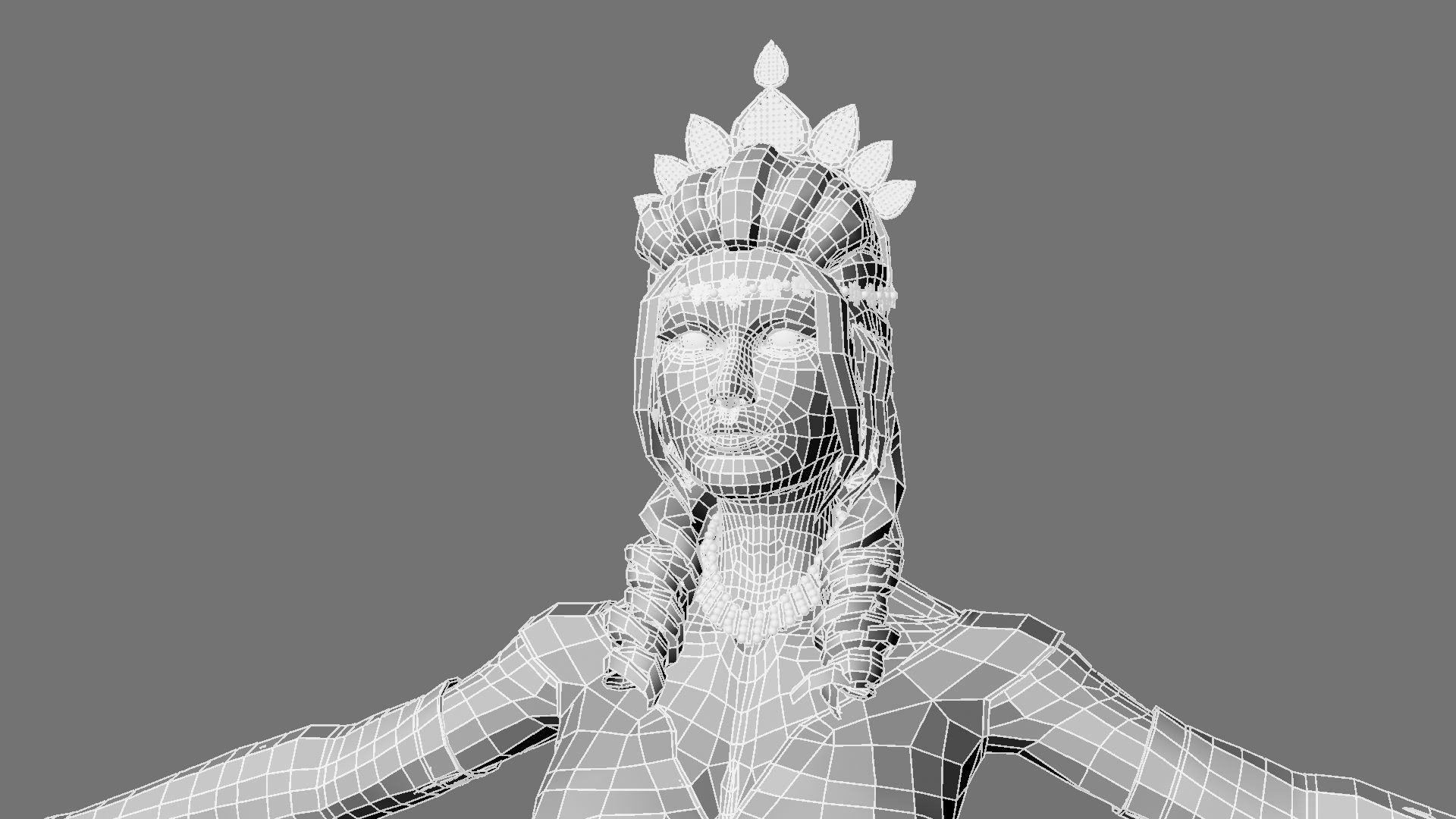 Queen woman in golden dress 3D model_28