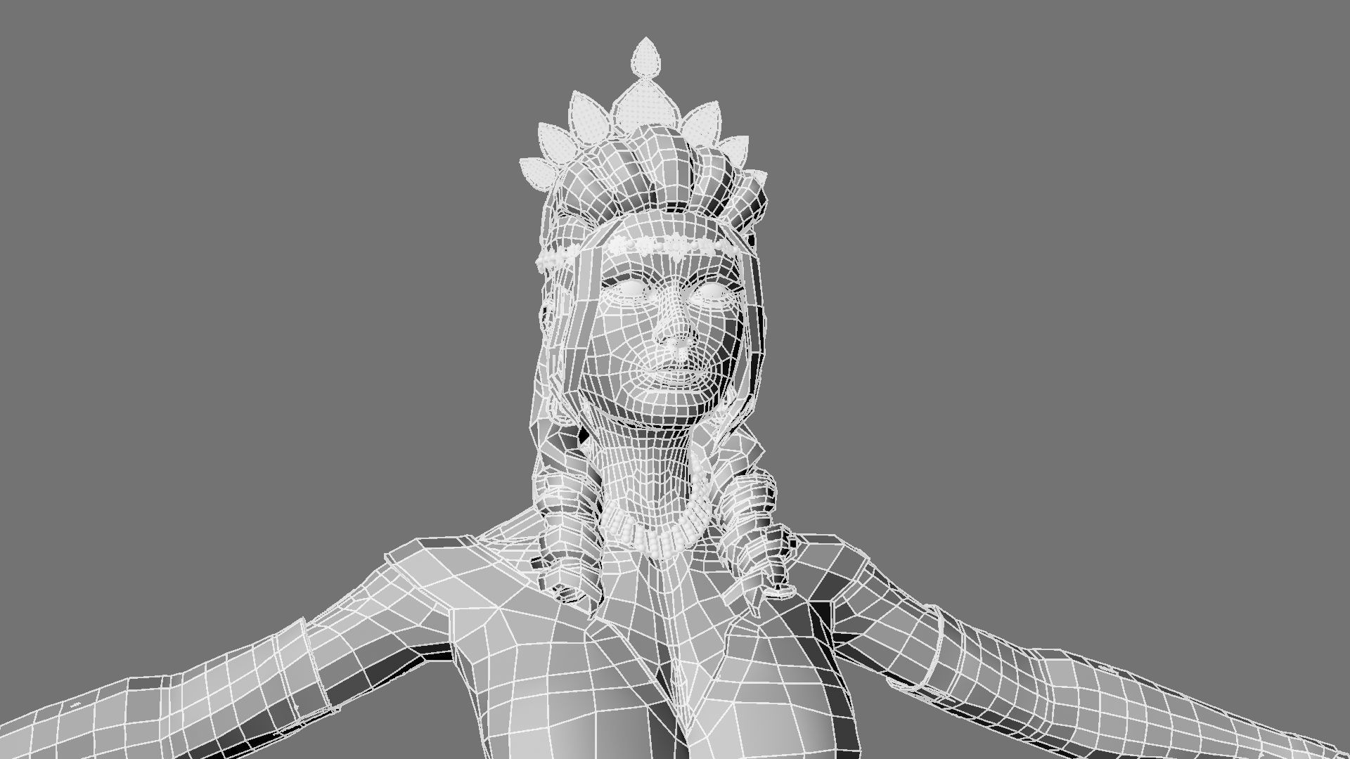 Queen woman in golden dress 3D model_27