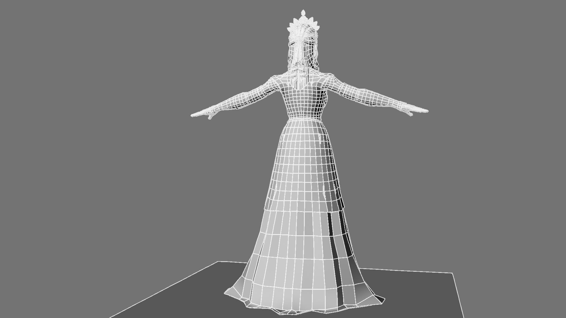 Queen woman in golden dress 3D model_26