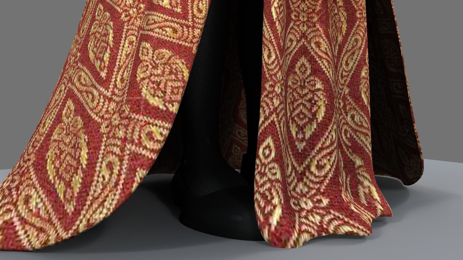 Queen woman in golden dress 3D model_9