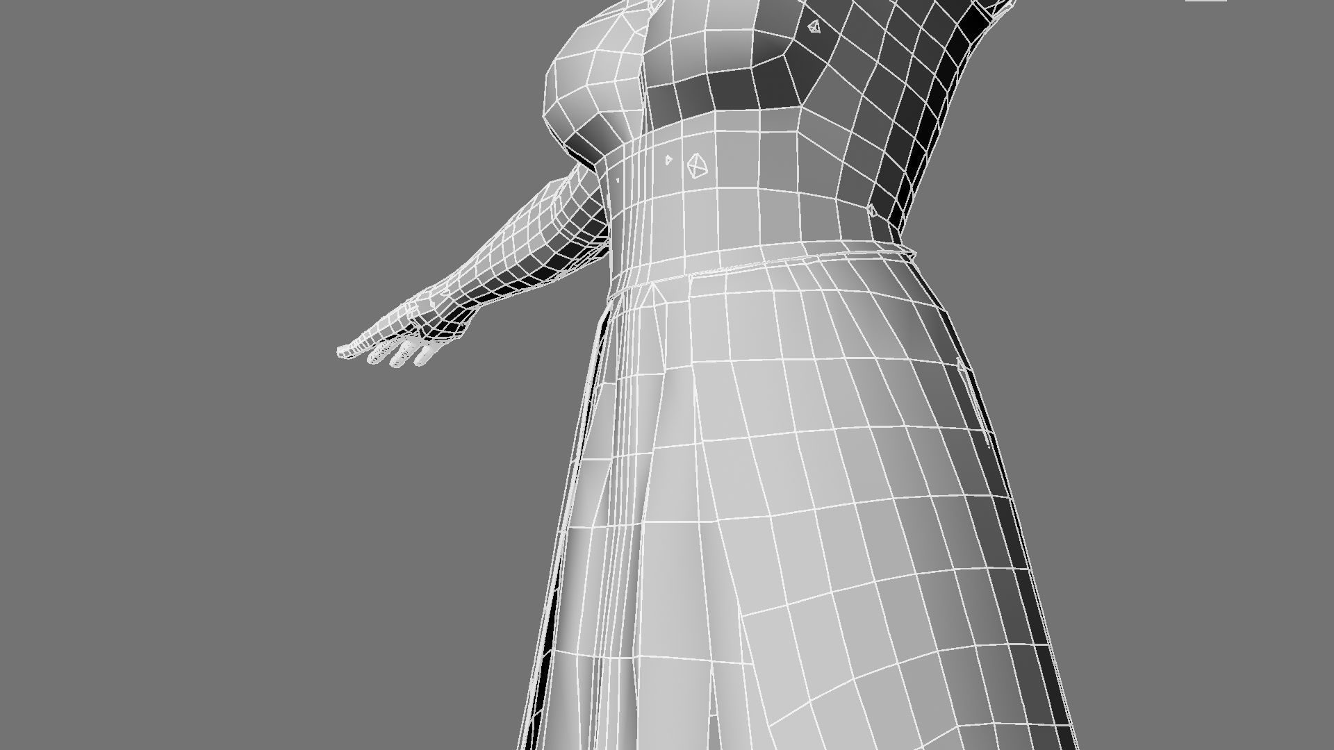 Queen woman in golden dress 3D model_32