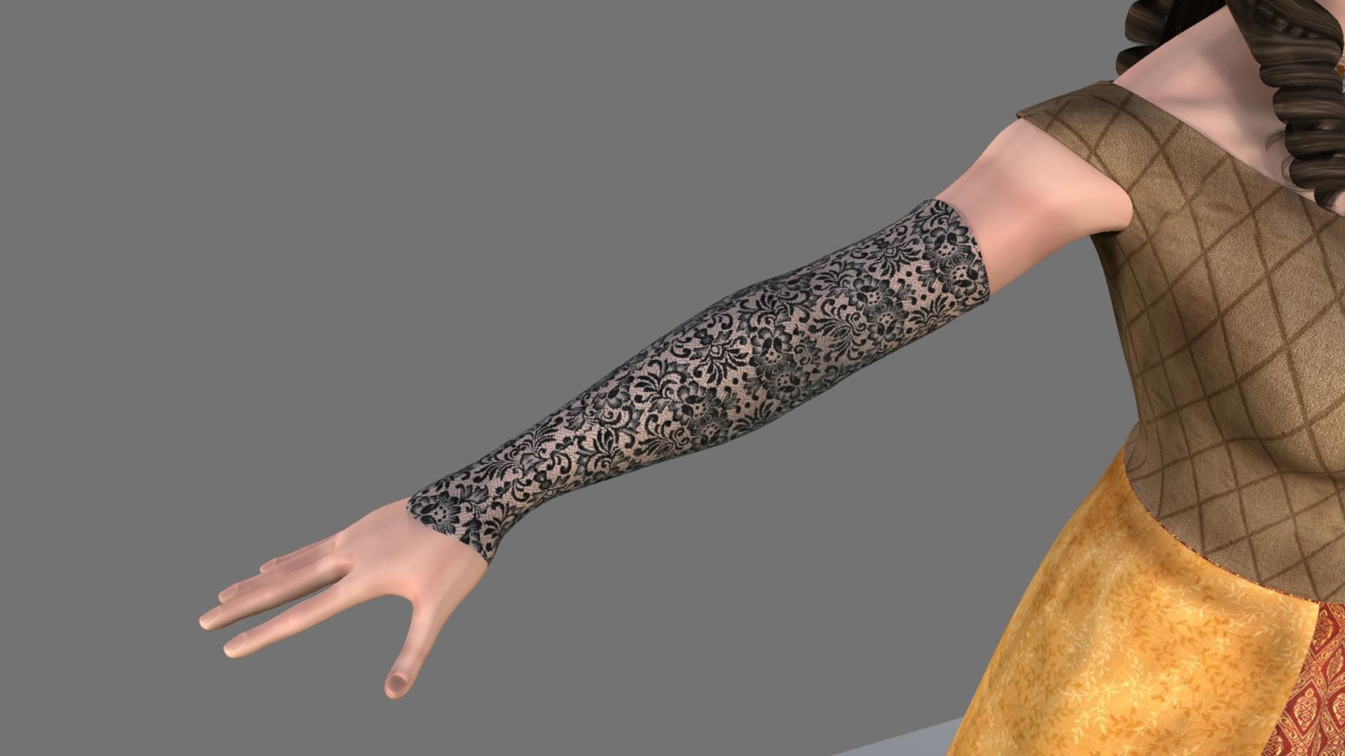 Queen woman in golden dress 3D model_19