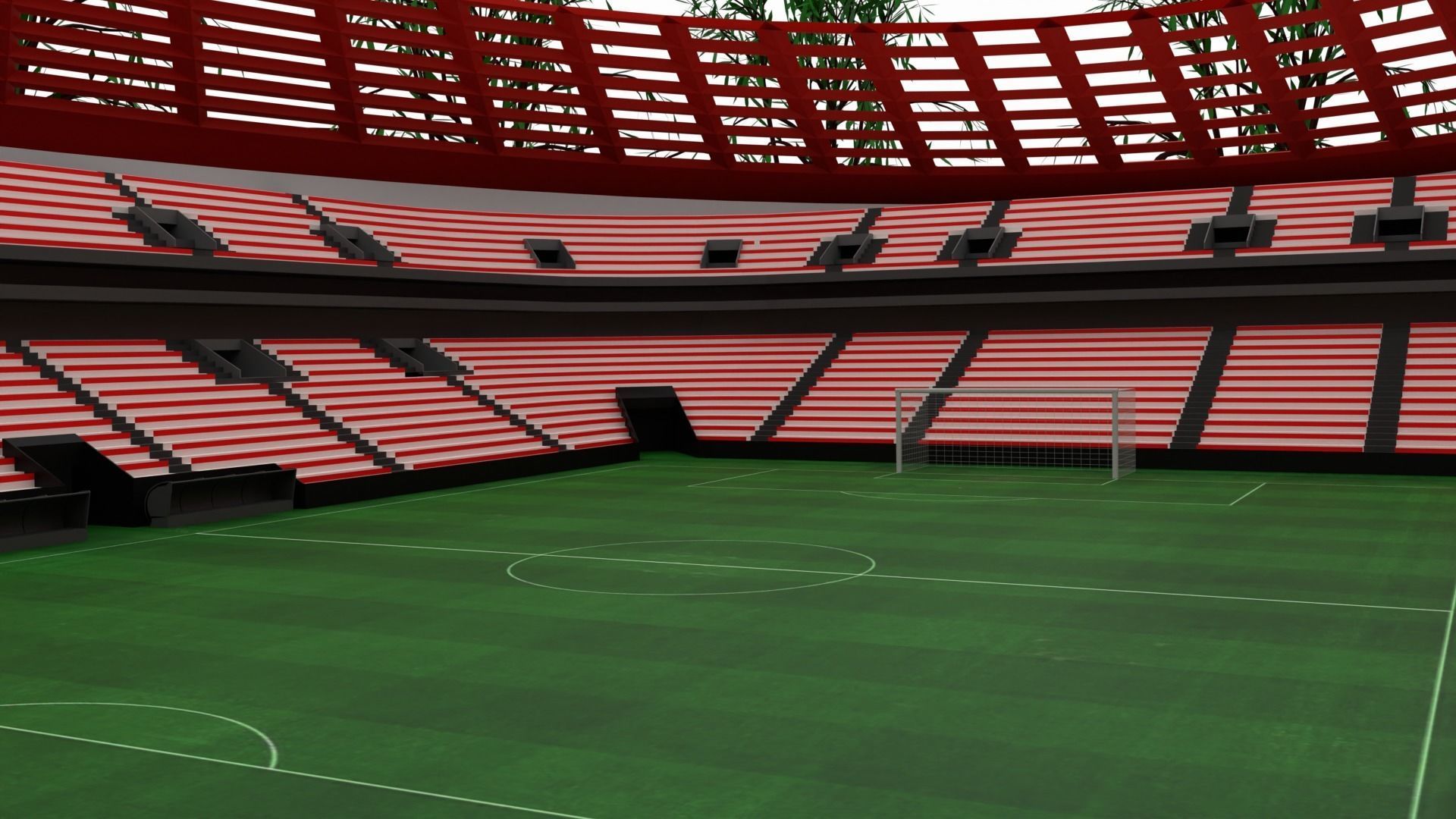 Football Stadium Low-poly 3D model_3