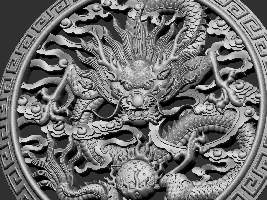 dragon gold medallion 3D print model_7