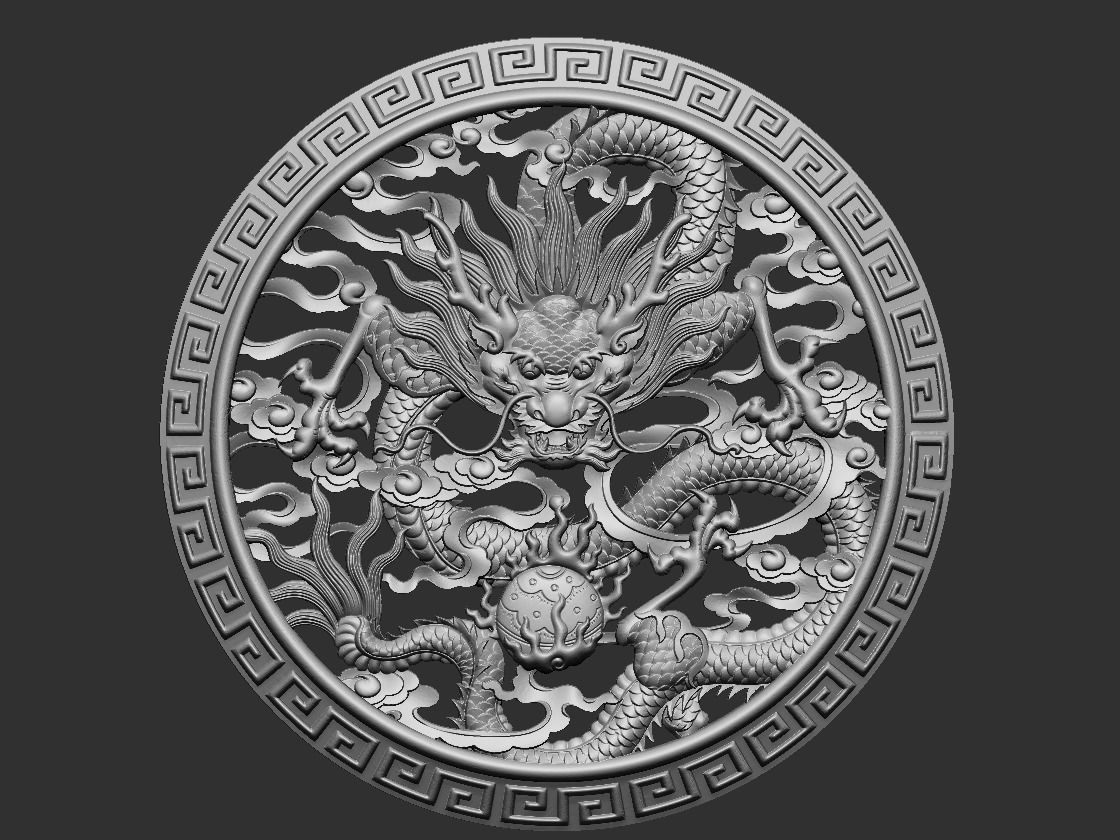 dragon gold medallion 3D print model_6