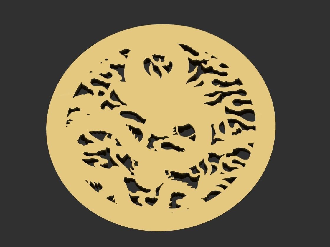 dragon gold medallion 3D print model_4