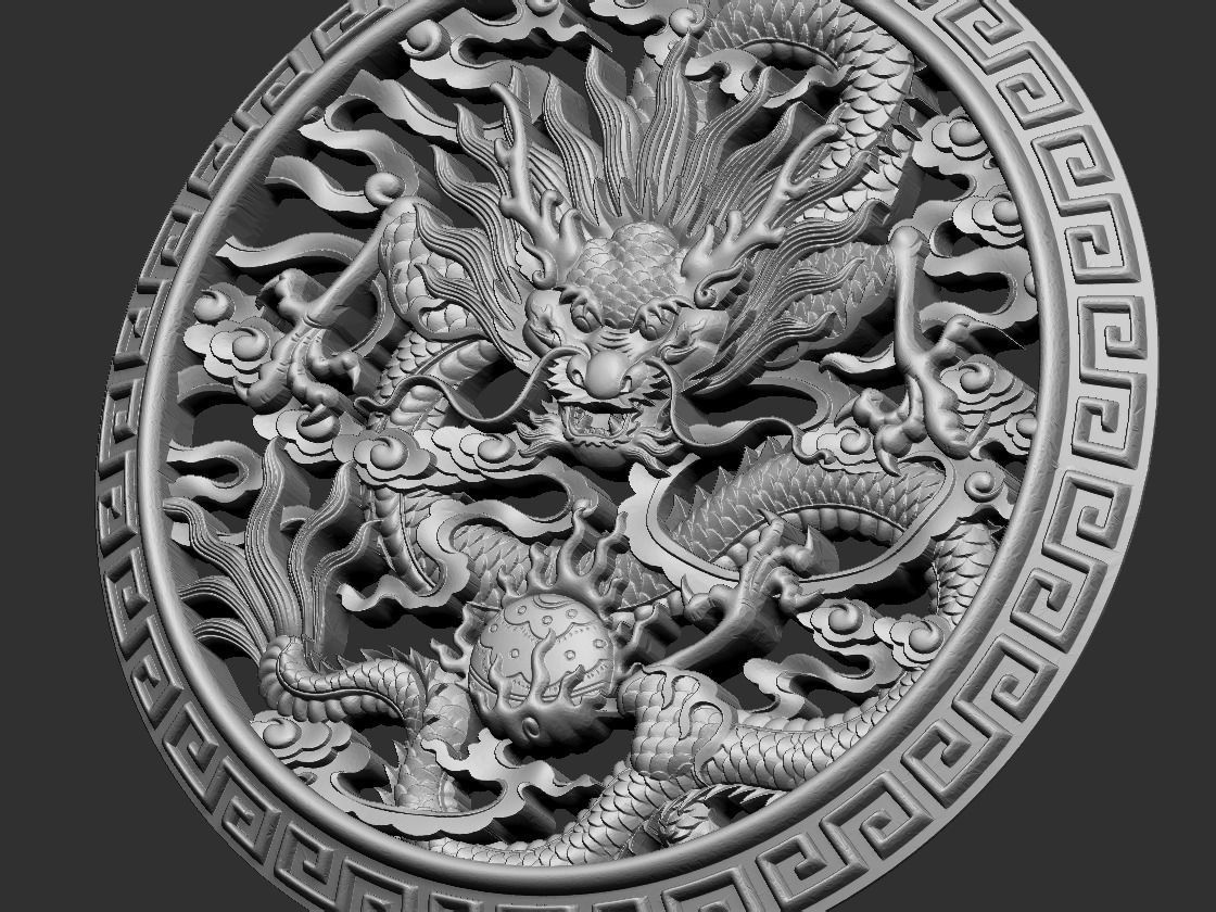 dragon gold medallion 3D print model_8