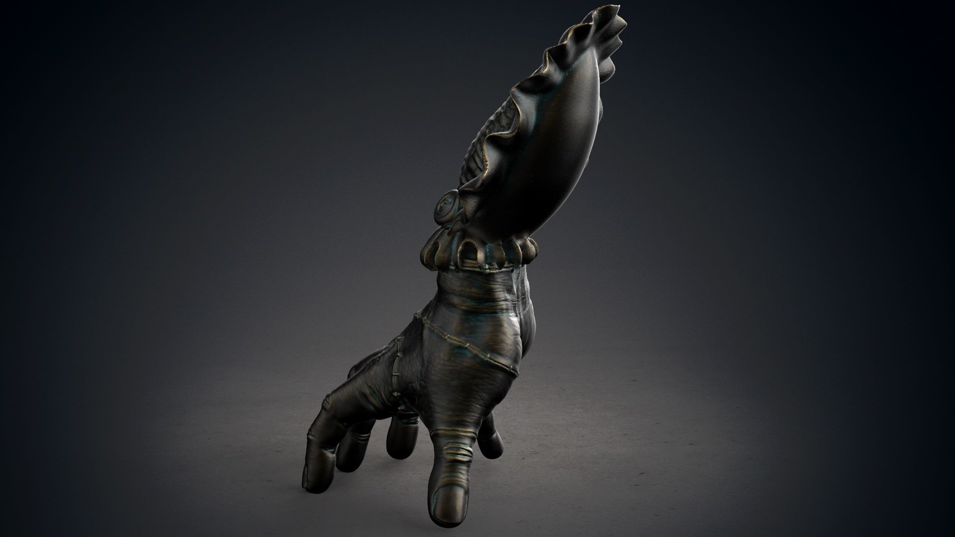 Hand Thing with squid head  unforgettable piece 3D print model_3