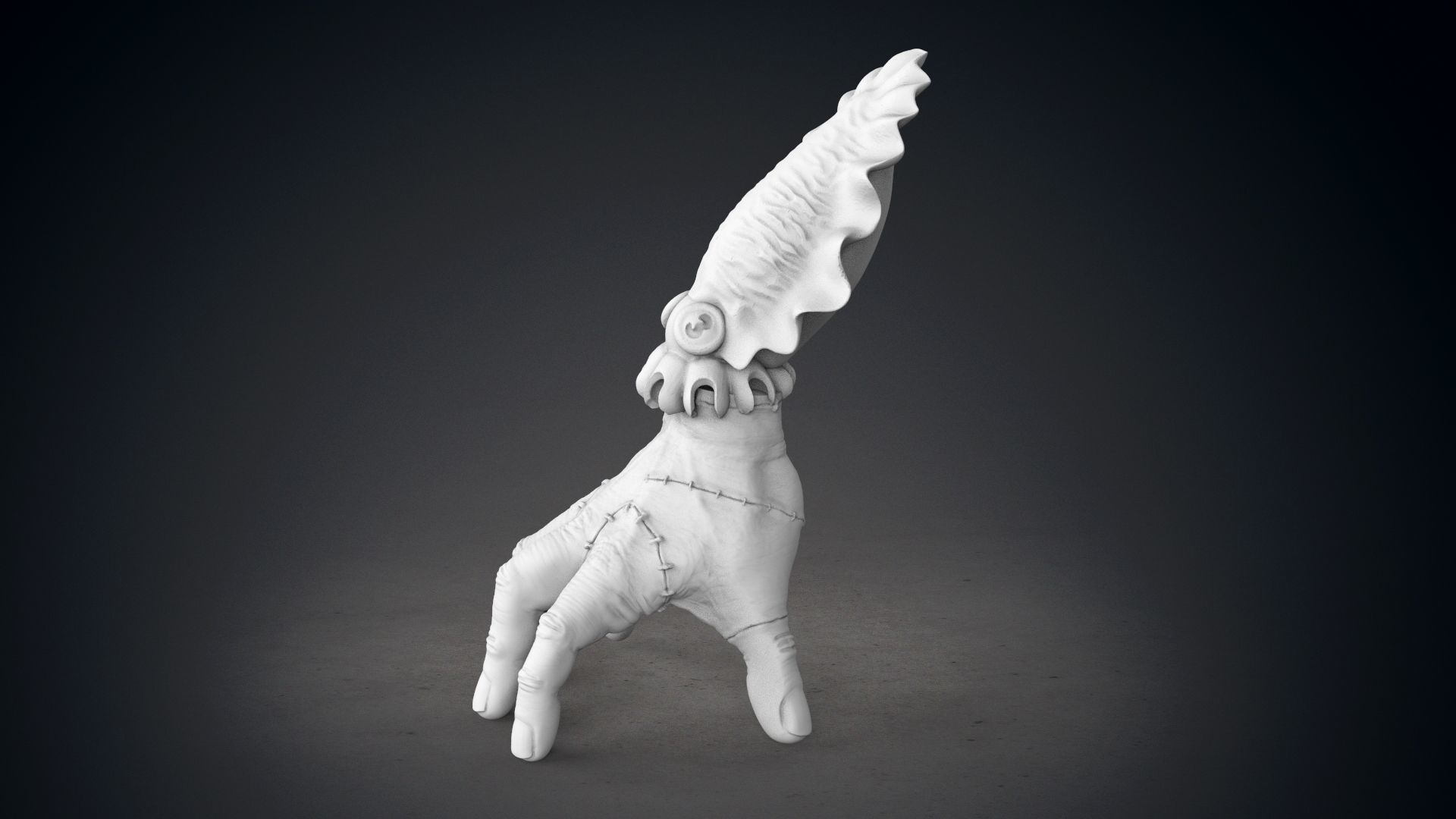 Hand Thing with squid head  unforgettable piece 3D print model_10
