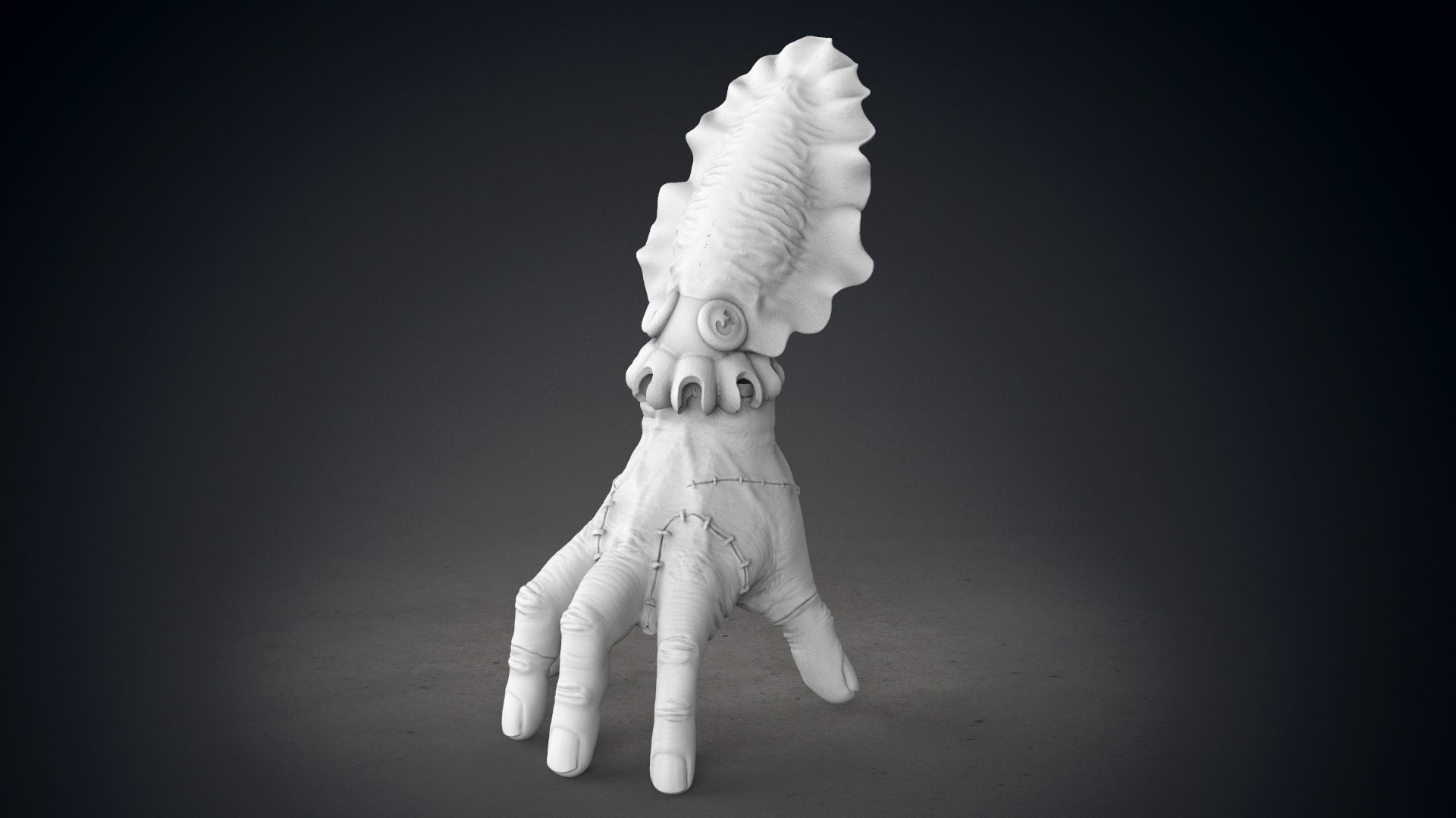 Hand Thing with squid head  unforgettable piece 3D print model_9