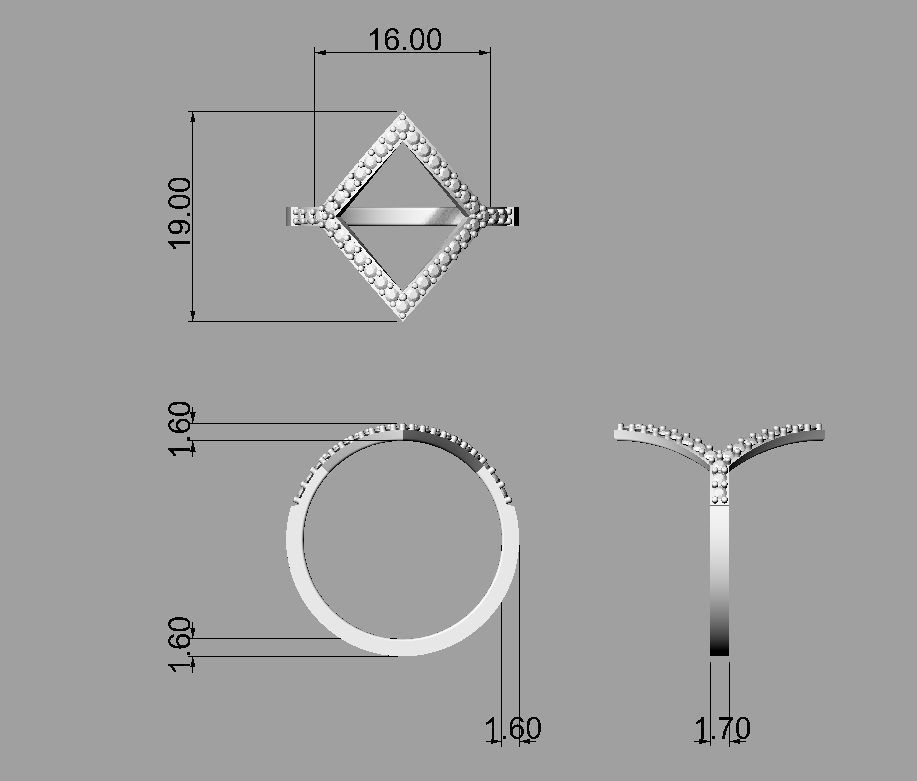 Goemetric Diamond Ring 3D print model_4