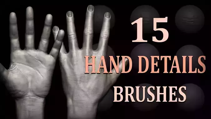 15 Hand Details Brush and Alphas 3D model