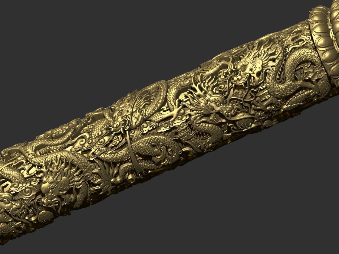 Dragon pillar 3D print model_1