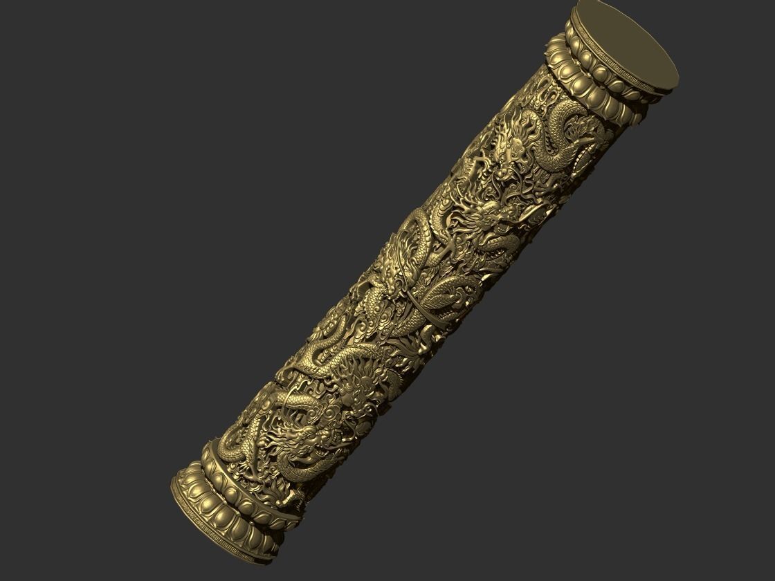 Dragon pillar 3D print model_2