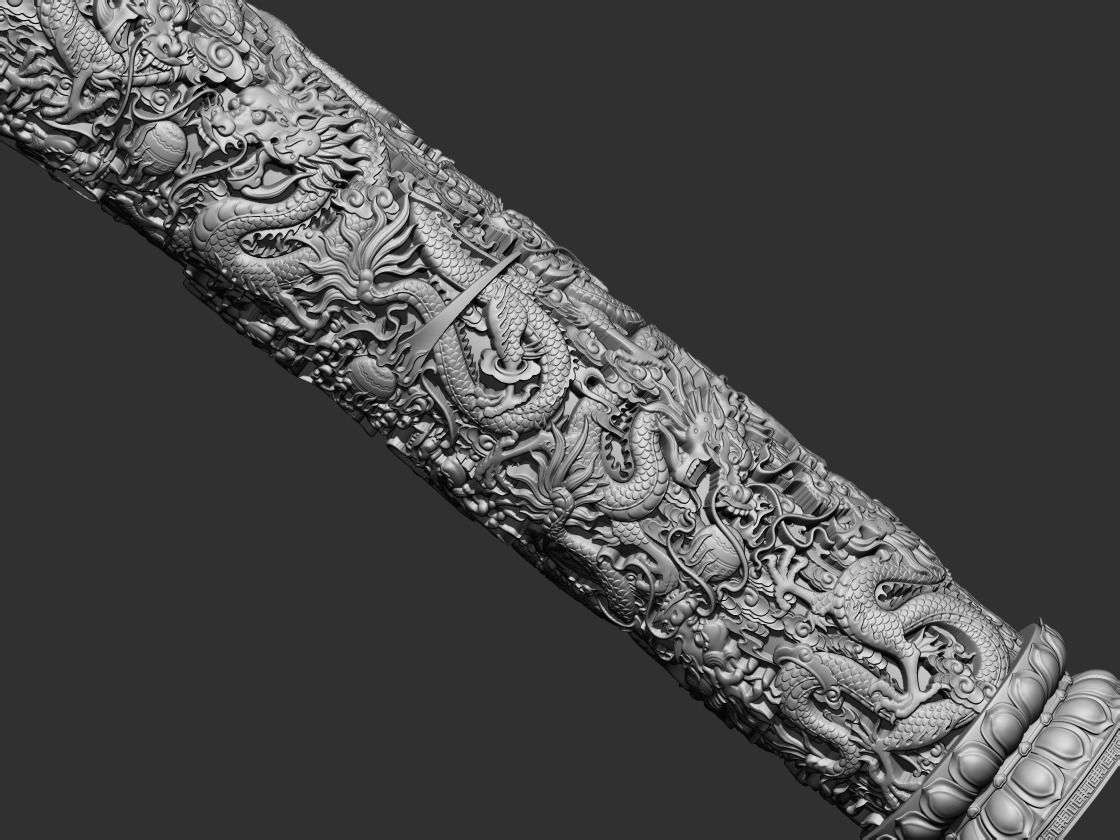 Dragon pillar 3D print model_9