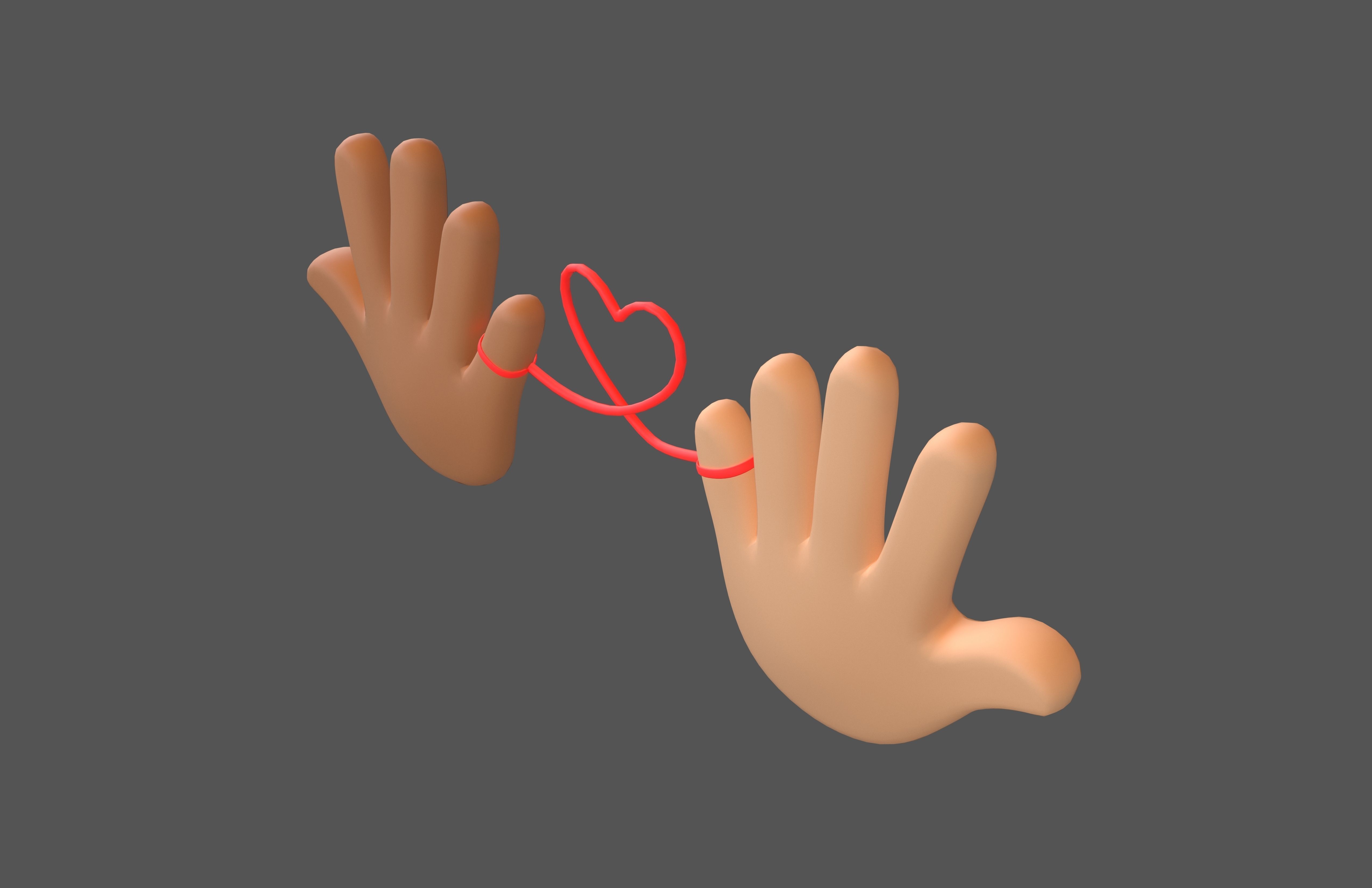 Hand with Red Line Icon v1 025 Low-poly 3D model_1