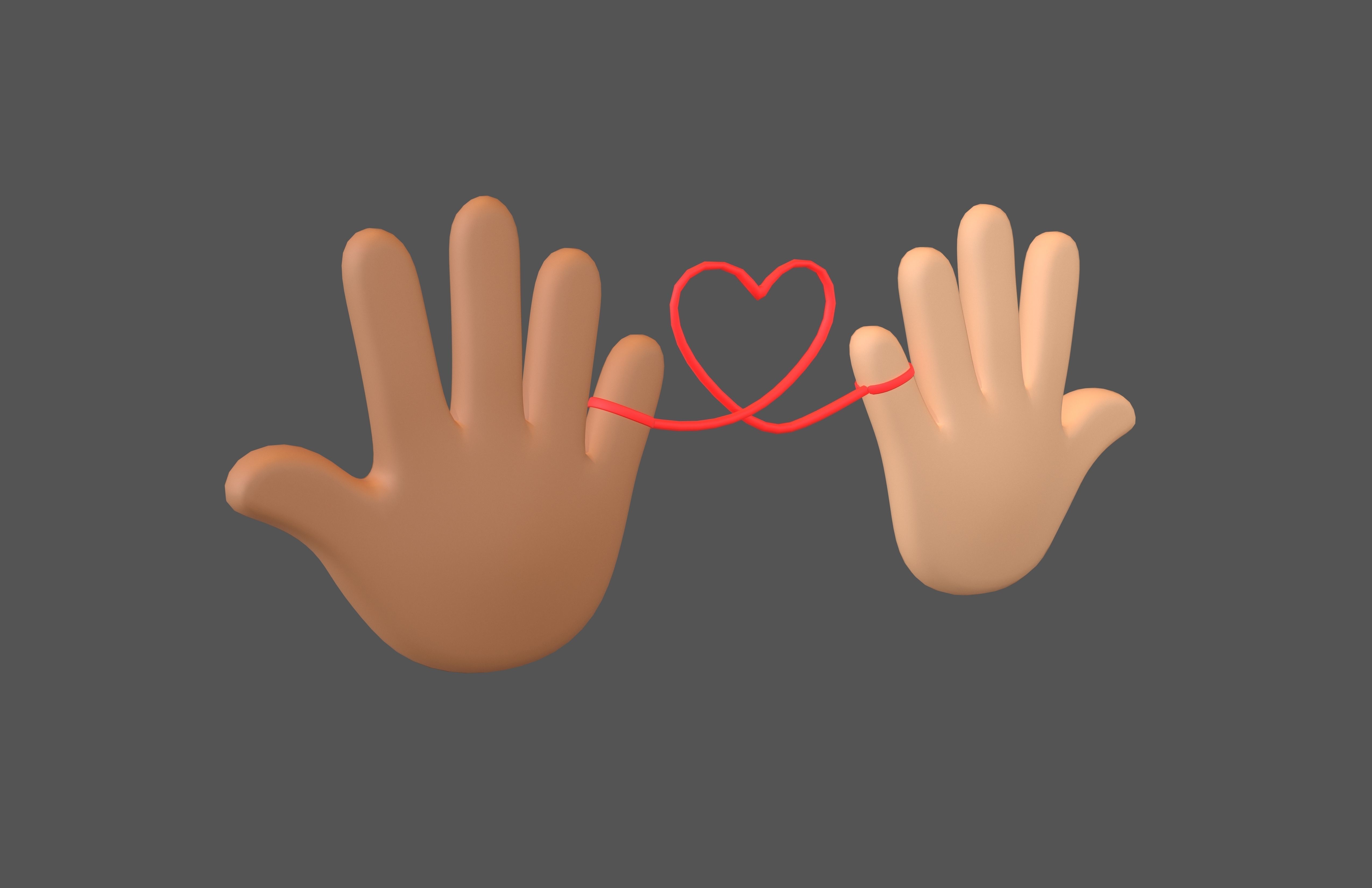 Hand with Red Line Icon v1 025 Low-poly 3D model_3
