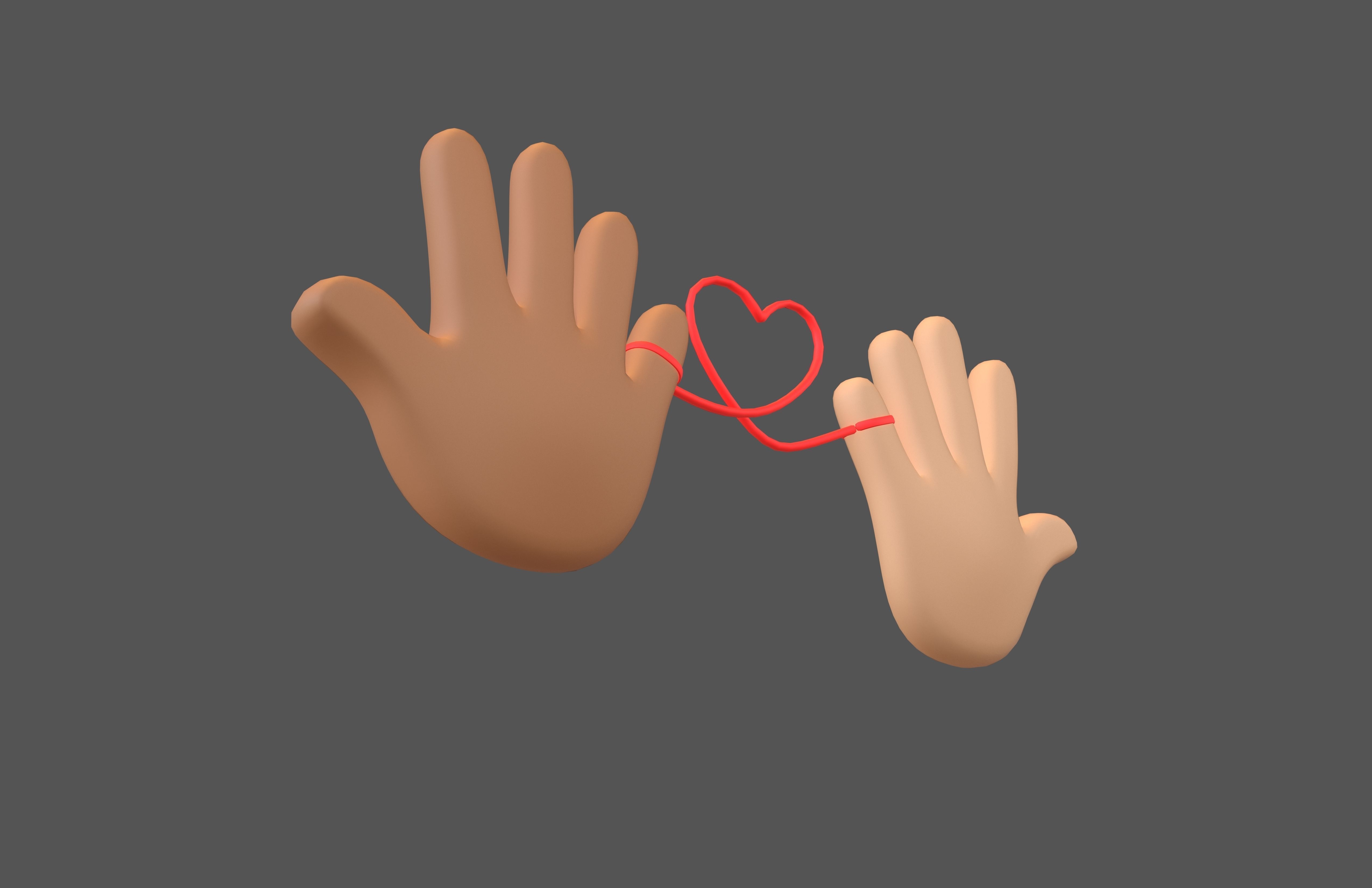 Hand with Red Line Icon v1 025 Low-poly 3D model_2