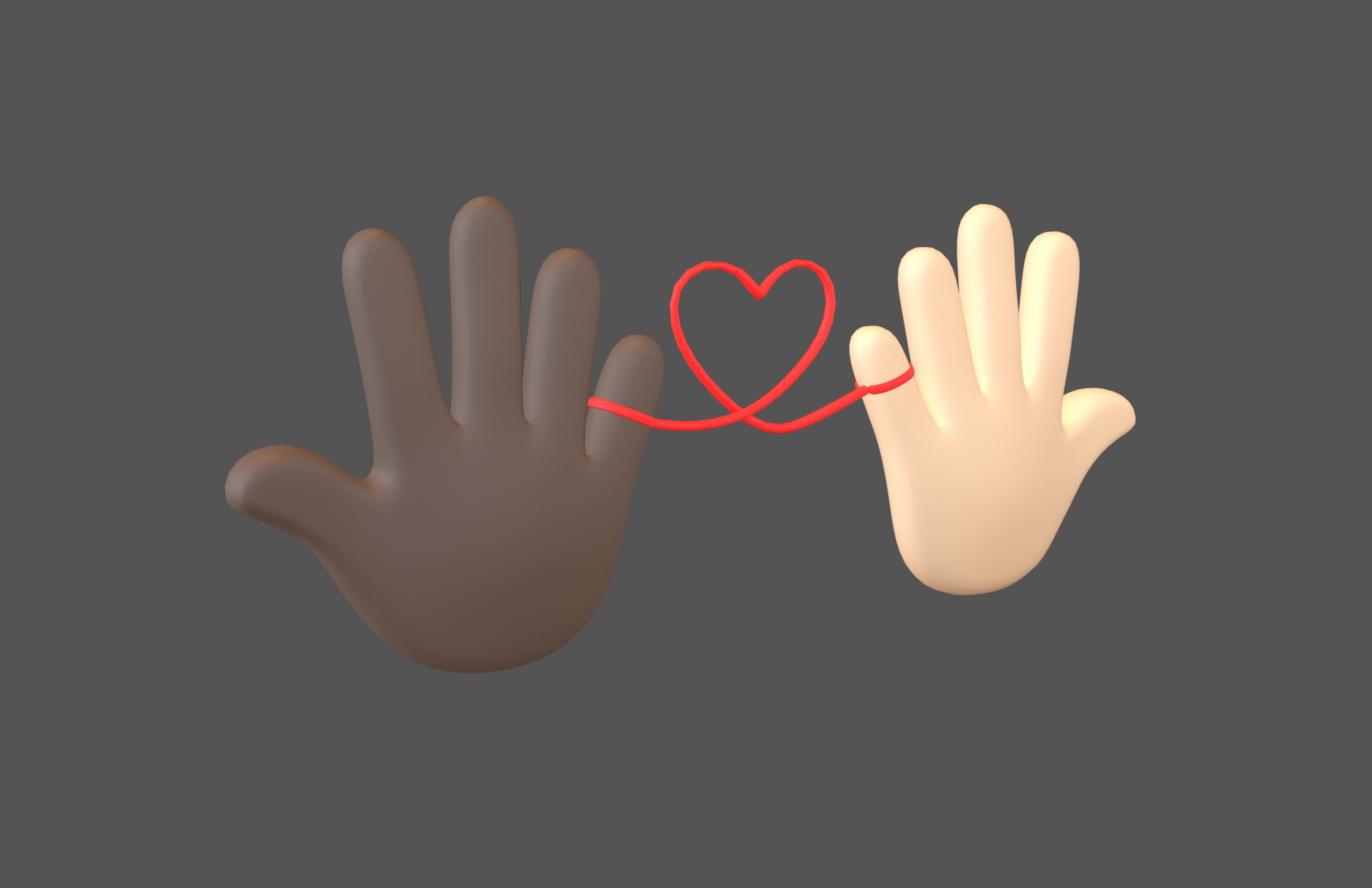 Hand with Red Line Icon v1 029 Low-poly 3D model_1